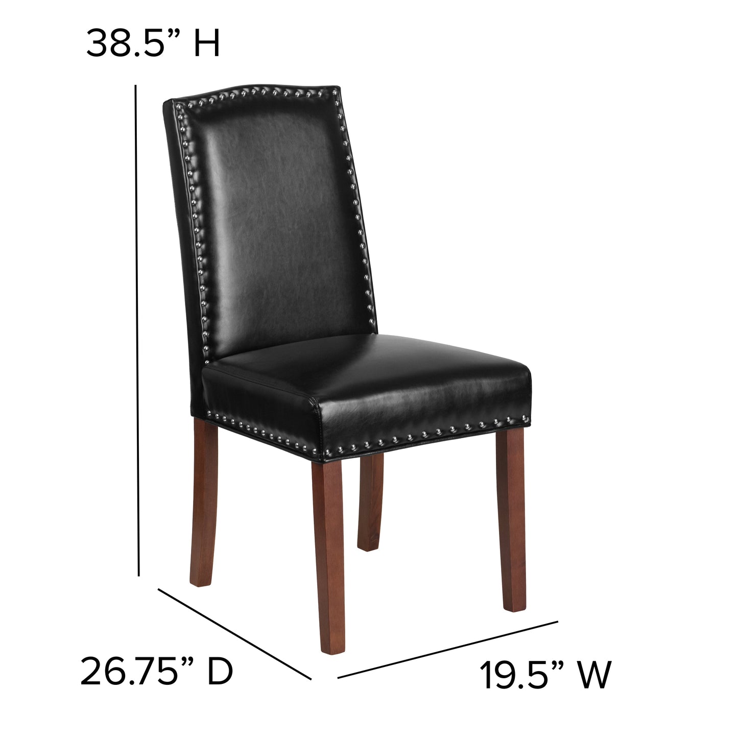 Black Leather Parsons Chair QY-A13-9349-BK-GG