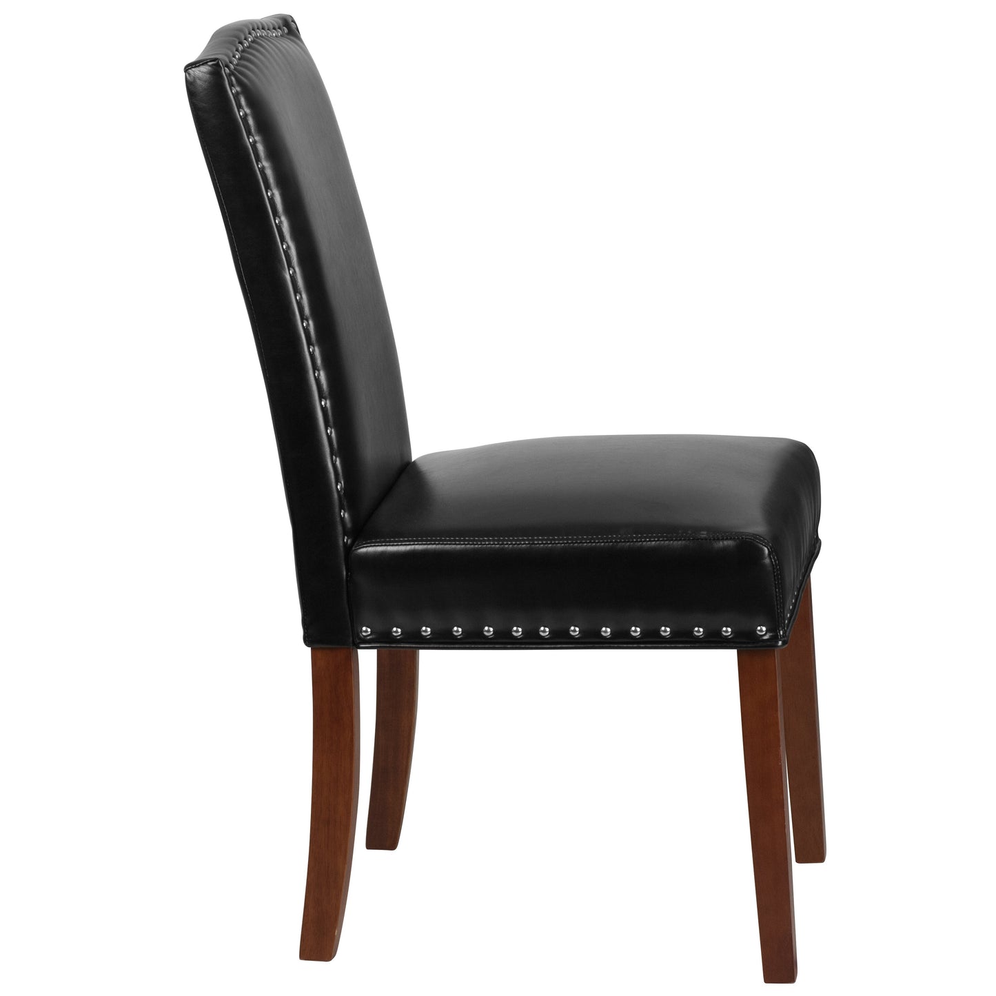 Black Leather Parsons Chair QY-A13-9349-BK-GG