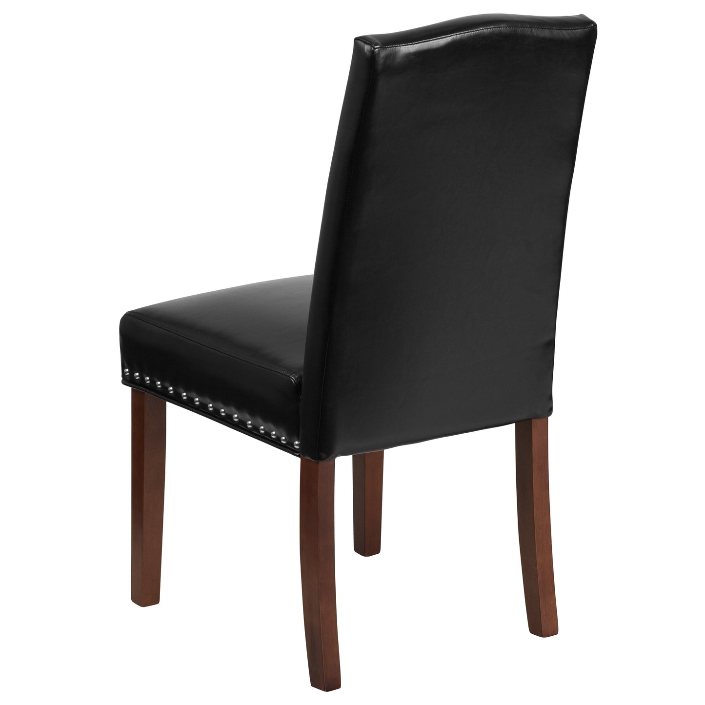 Black Leather Parsons Chair QY-A13-9349-BK-GG