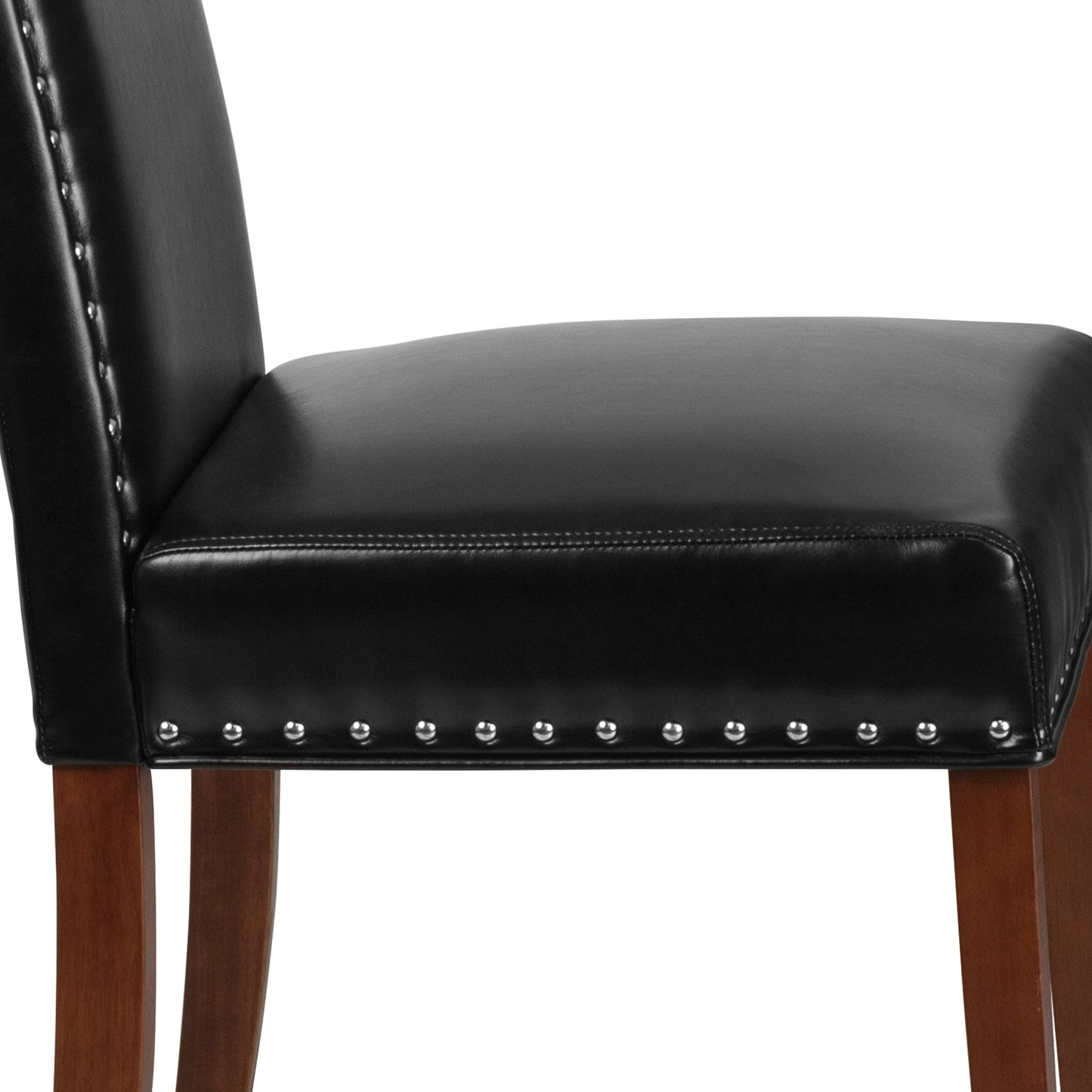 Black Leather Parsons Chair QY-A13-9349-BK-GG