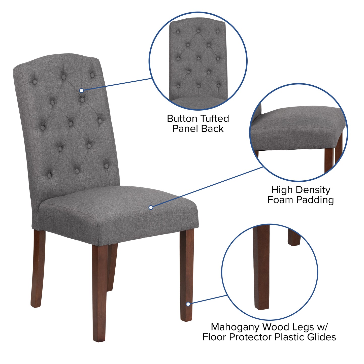 Gray Fabric Parsons Chair QY-A18-9325-GY-GG