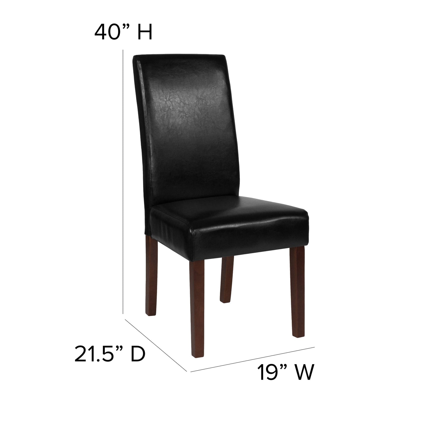 Black Leather Parsons Chair QY-A37-9061-BKL-GG