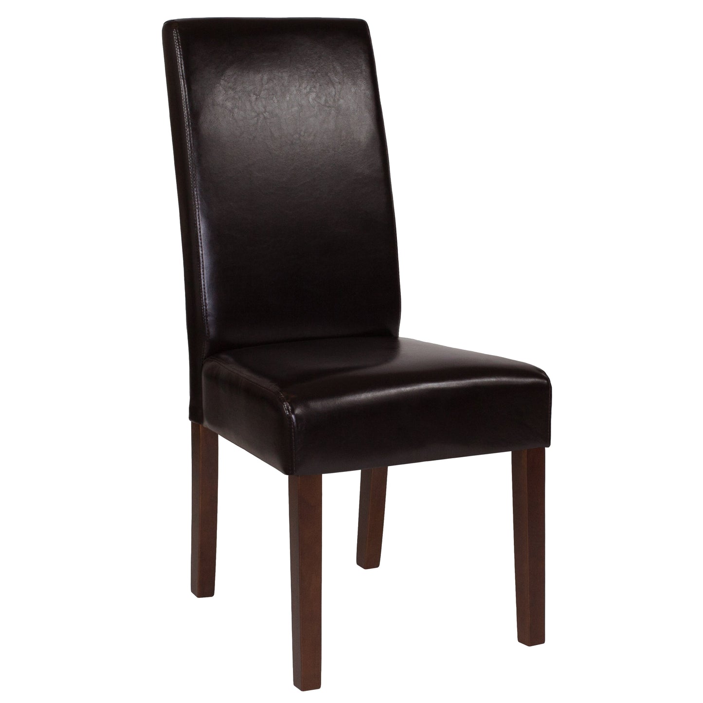 Brown Leather Parsons Chair QY-A37-9061-BRNL-GG