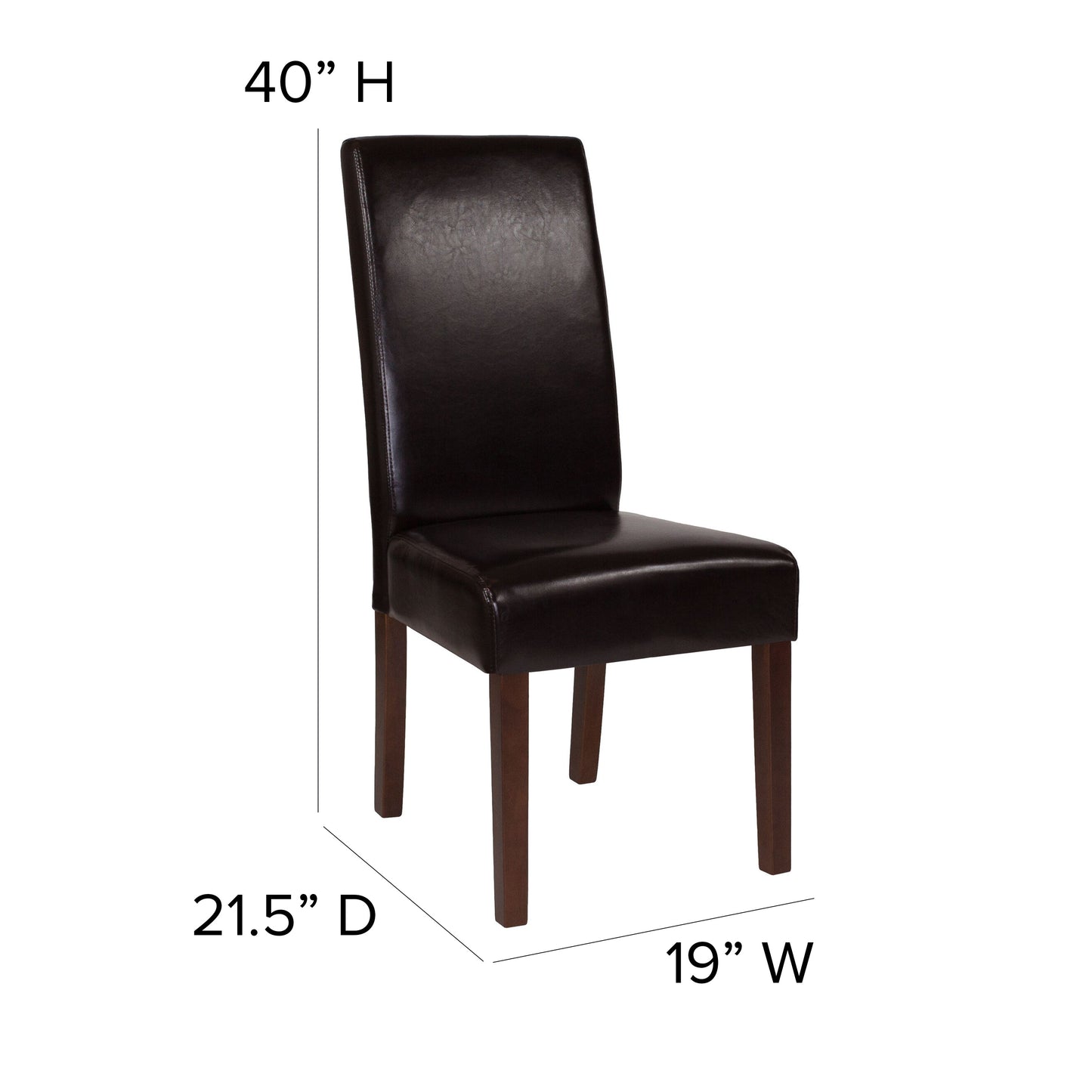 Brown Leather Parsons Chair QY-A37-9061-BRNL-GG