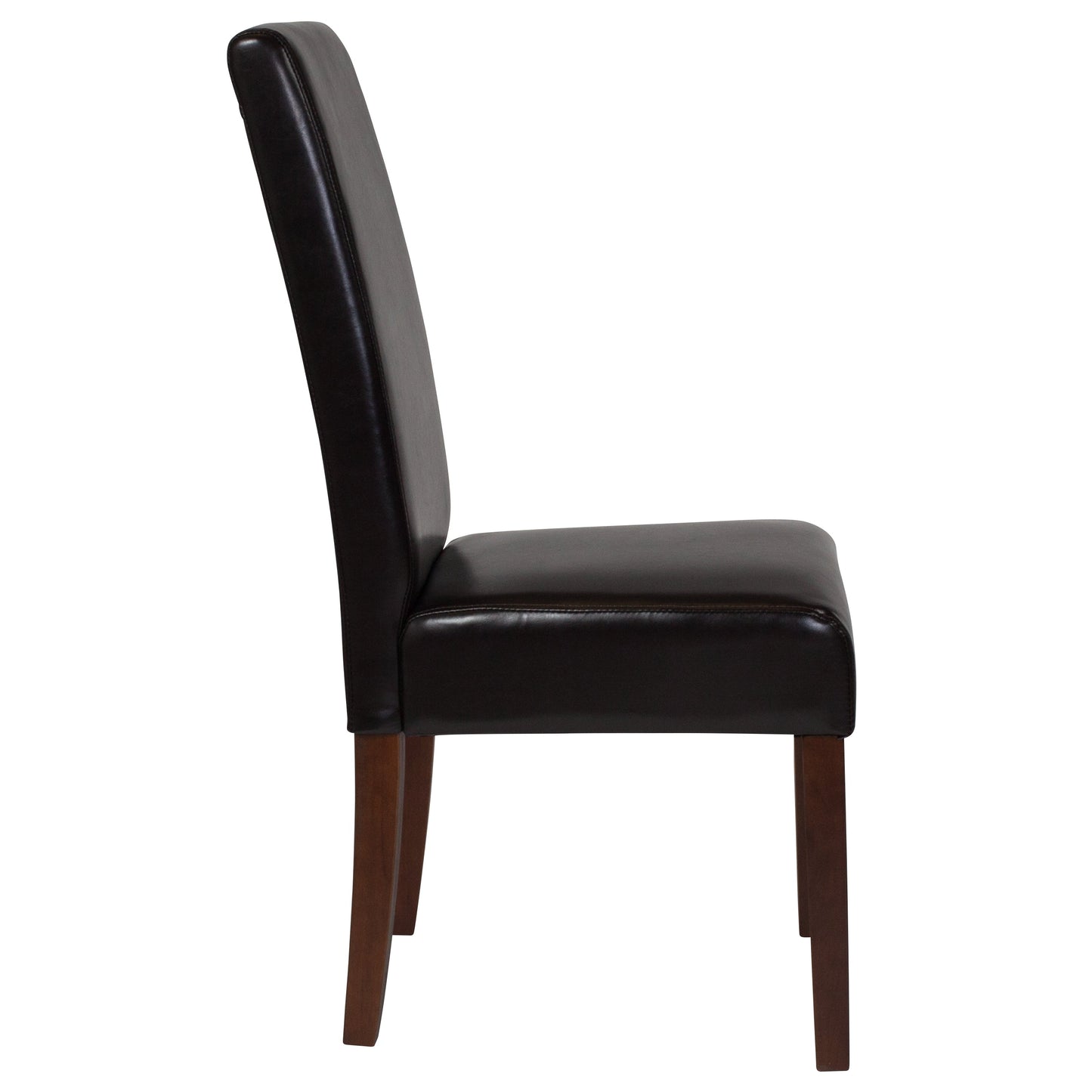 Brown Leather Parsons Chair QY-A37-9061-BRNL-GG