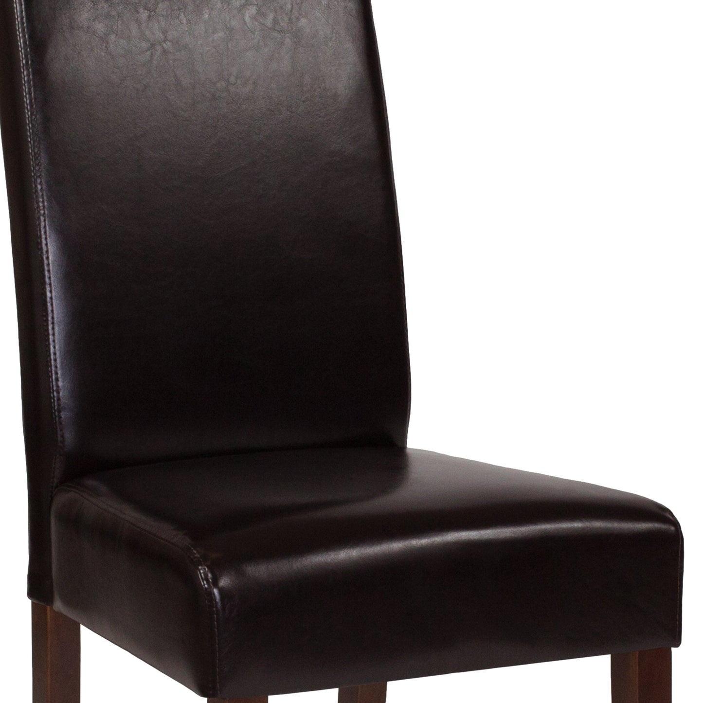 Brown Leather Parsons Chair QY-A37-9061-BRNL-GG