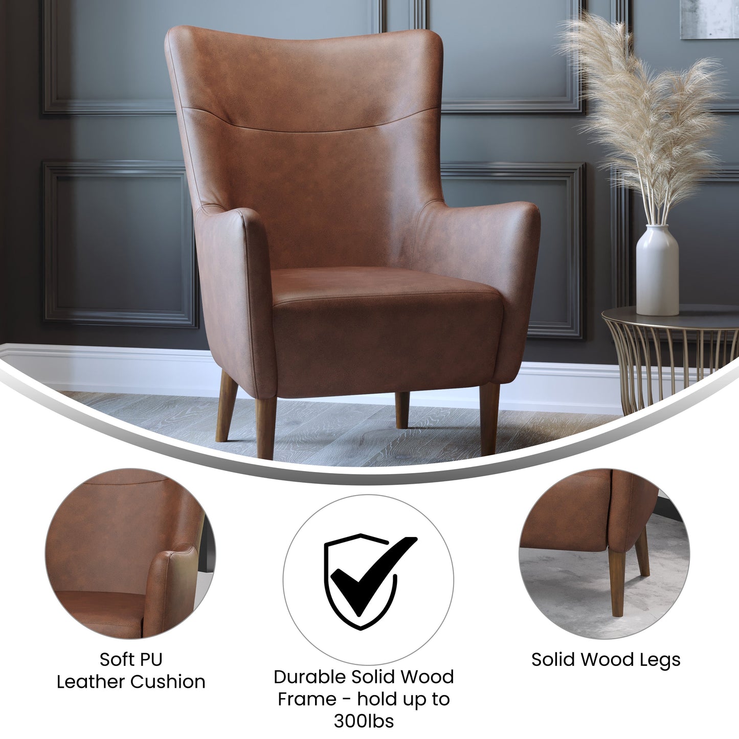 Dk Brown Wingback Accent Chair QY-B235-DBR-GG