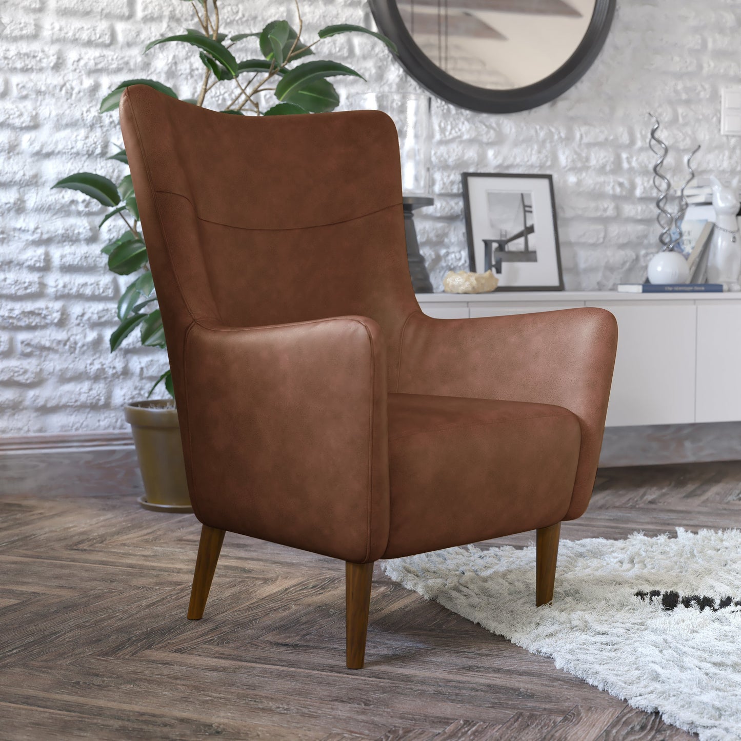 Dk Brown Wingback Accent Chair QY-B235-DBR-GG