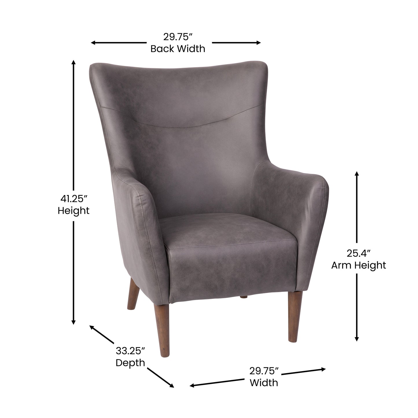 Dk Gray Wingback Accent Chair QY-B235-DGY-GG