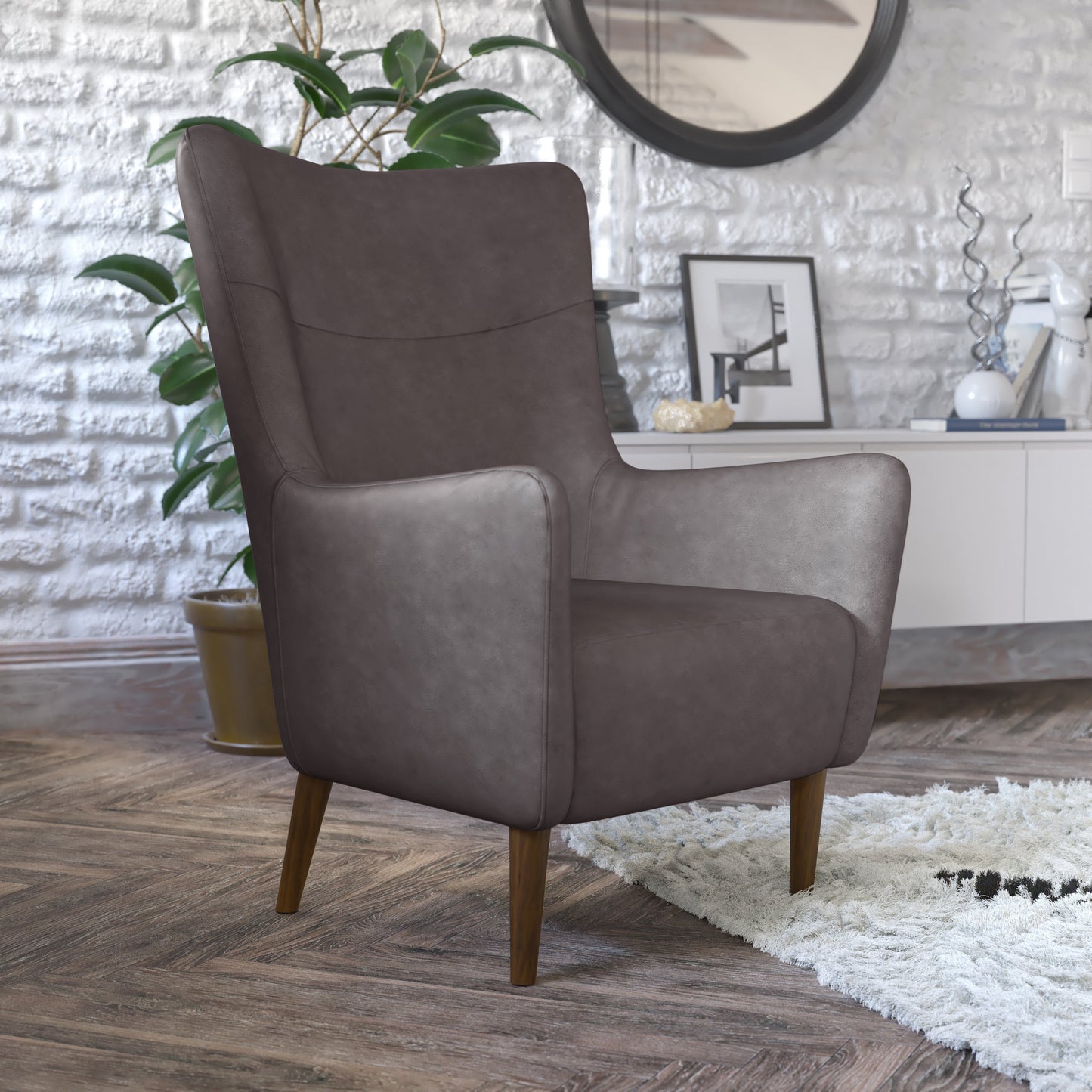 Dk Gray Wingback Accent Chair QY-B235-DGY-GG