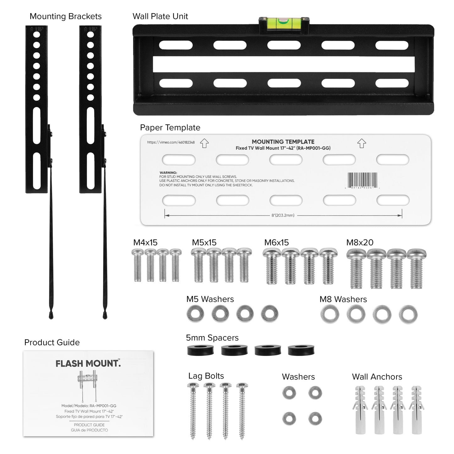 17"-42" Fixed TV Wall Mount RA-MP001-GG