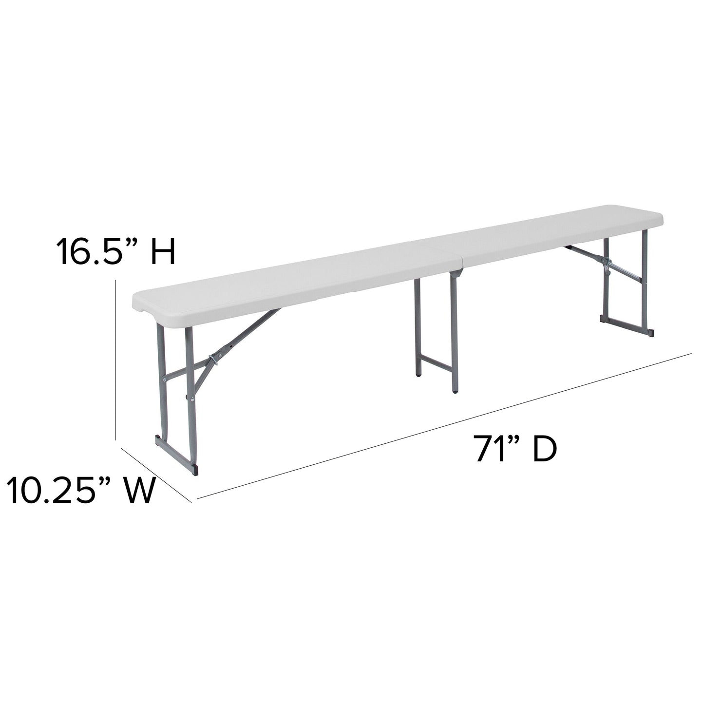 10.25x71 White Folding Bench RB-1172FH-GG