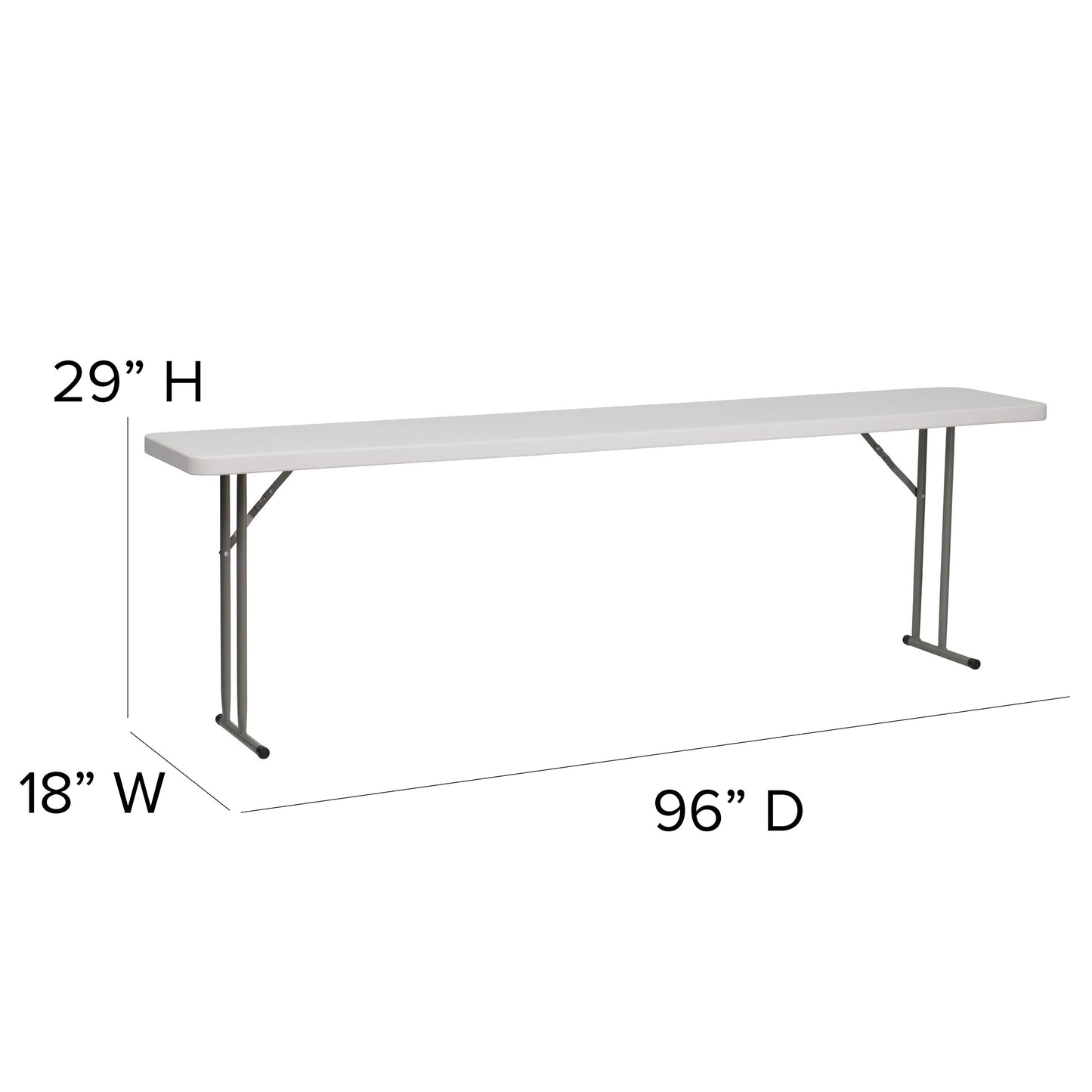 18x96 White Fold Train Table RB-1896-GG