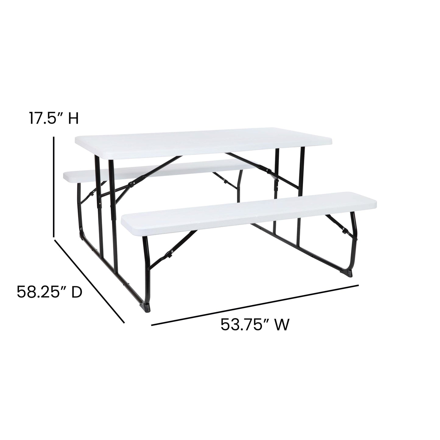 White Picnic Table/Bench RB-EBB-1470FD-WH-GG