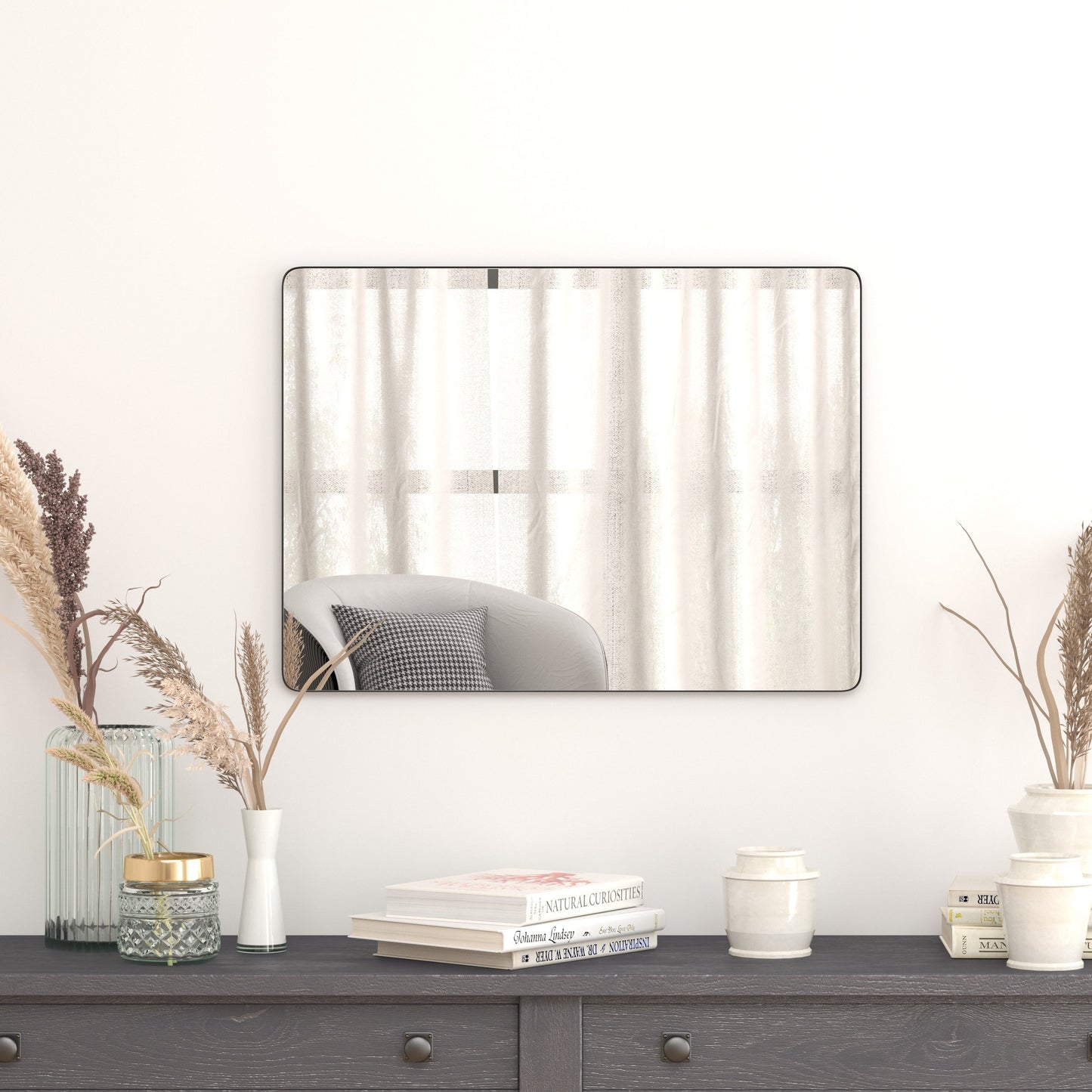 Black 22" x 30" Wall Mirror RH-M001-SRC5676MB-BK-GG