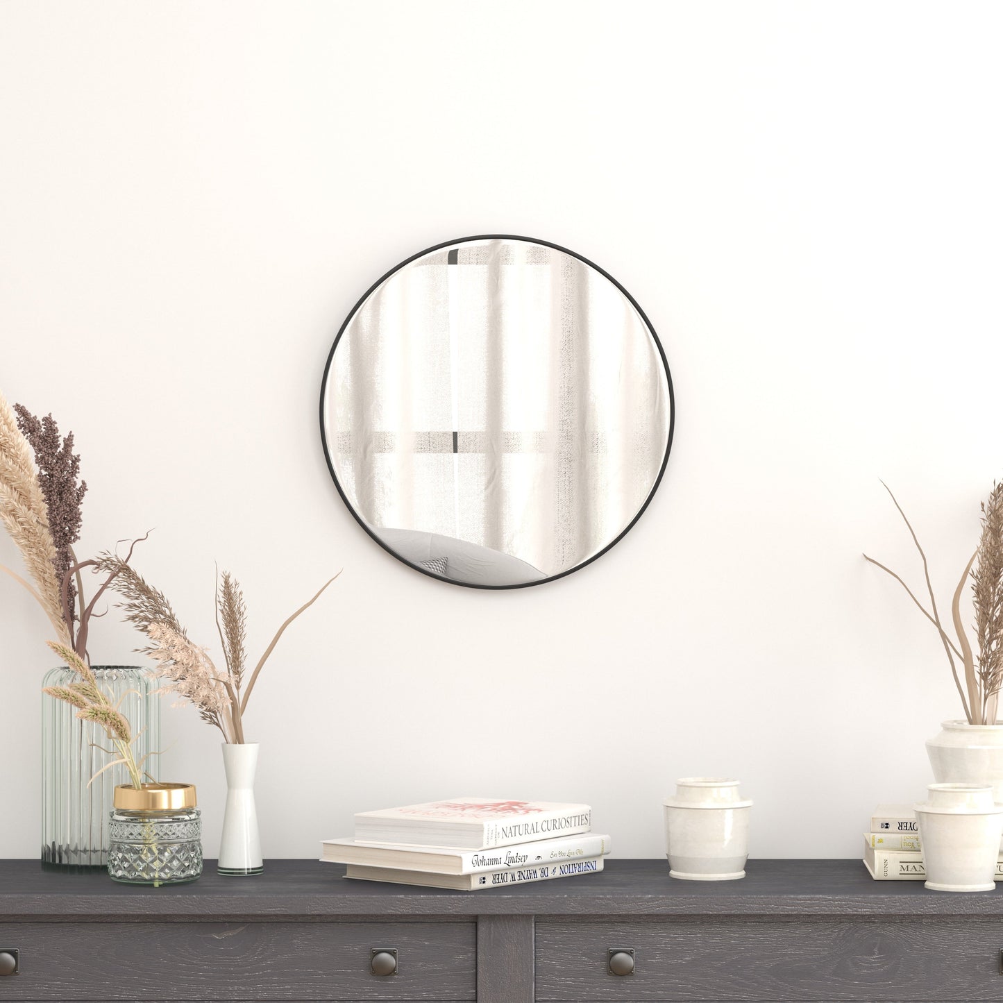 Black 20" Round Wall Mirror RH-M003-RD50MB-BK-GG