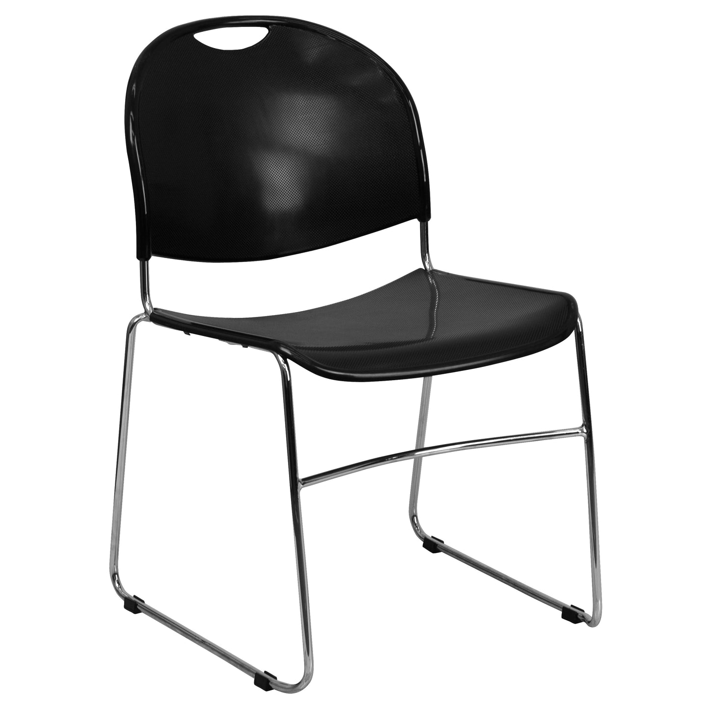 Black Stack Chair-Chrome Frame RUT-188-BK-CHR-GG