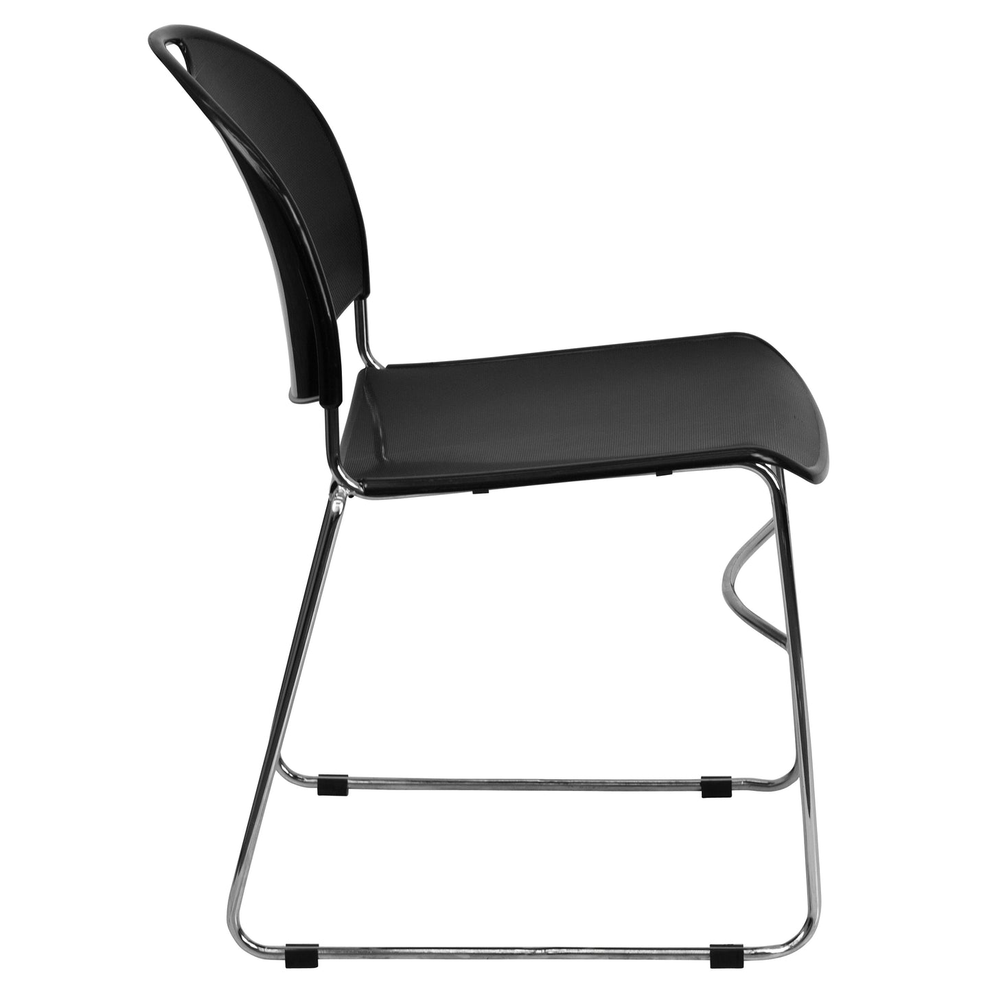 Black Stack Chair-Chrome Frame RUT-188-BK-CHR-GG