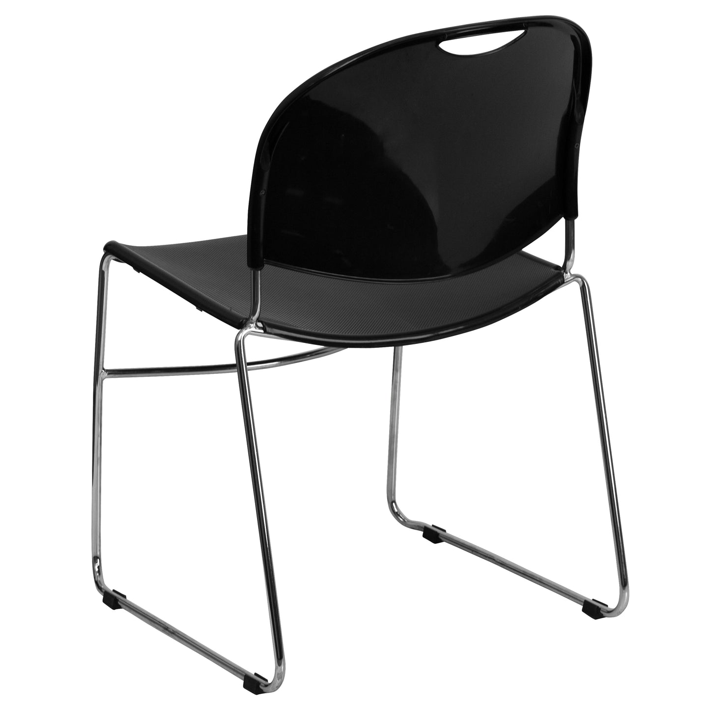 Black Stack Chair-Chrome Frame RUT-188-BK-CHR-GG