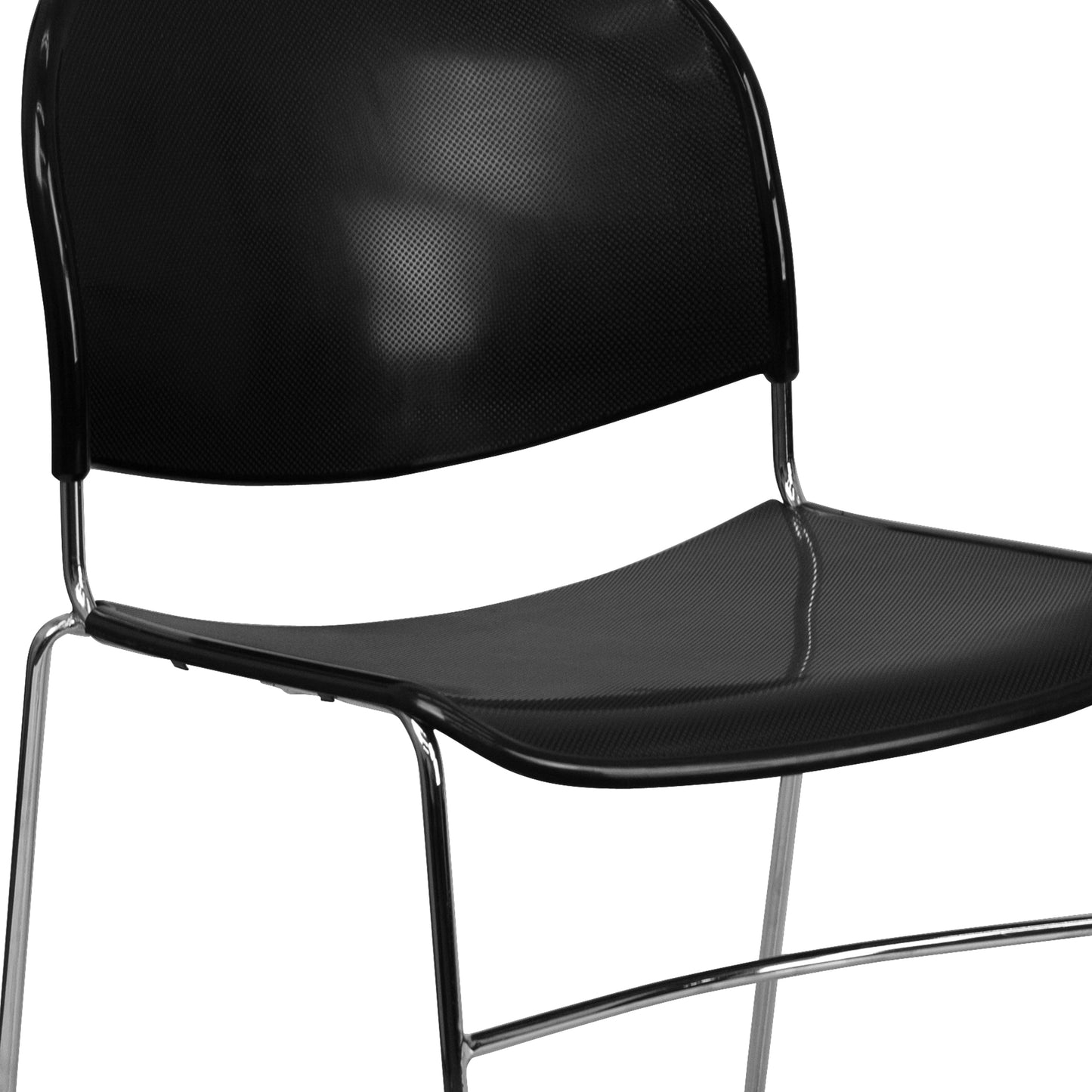 Black Stack Chair-Chrome Frame RUT-188-BK-CHR-GG