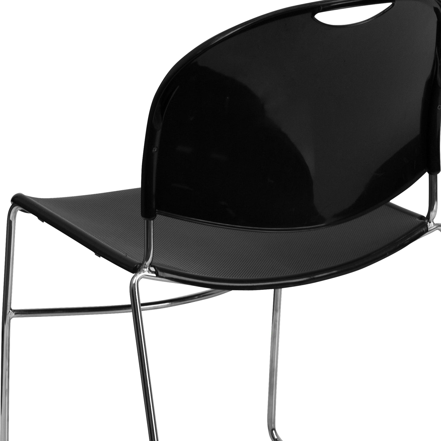 Black Stack Chair-Chrome Frame RUT-188-BK-CHR-GG