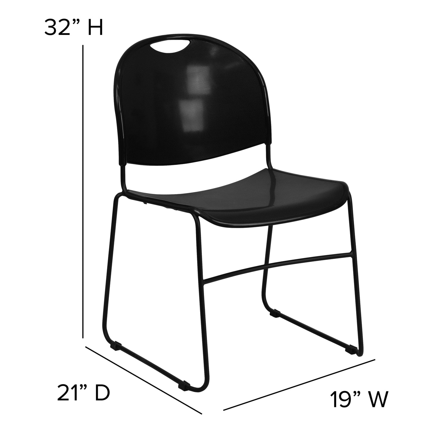 Black Stack Chair-Black Frame RUT-188-BK-GG