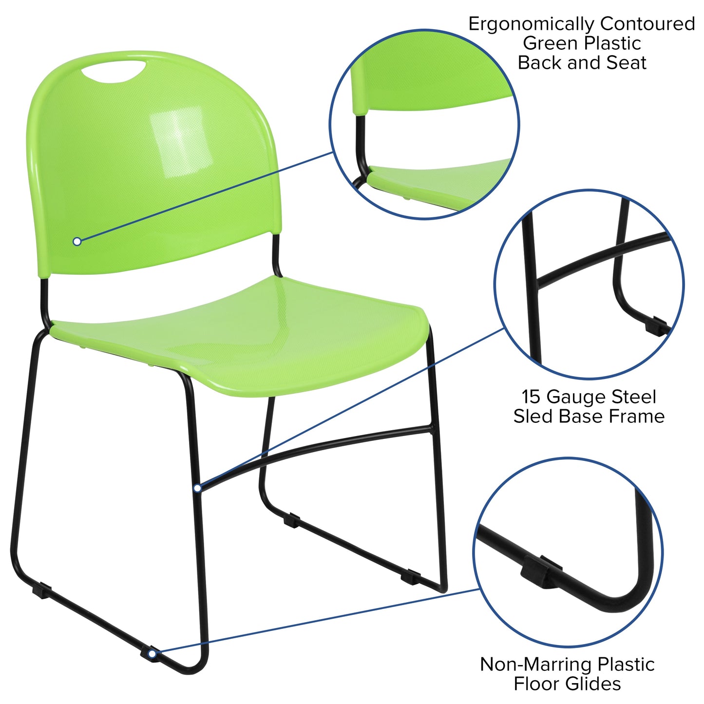 Green Plastic Stack Chair RUT-188-GN-GG