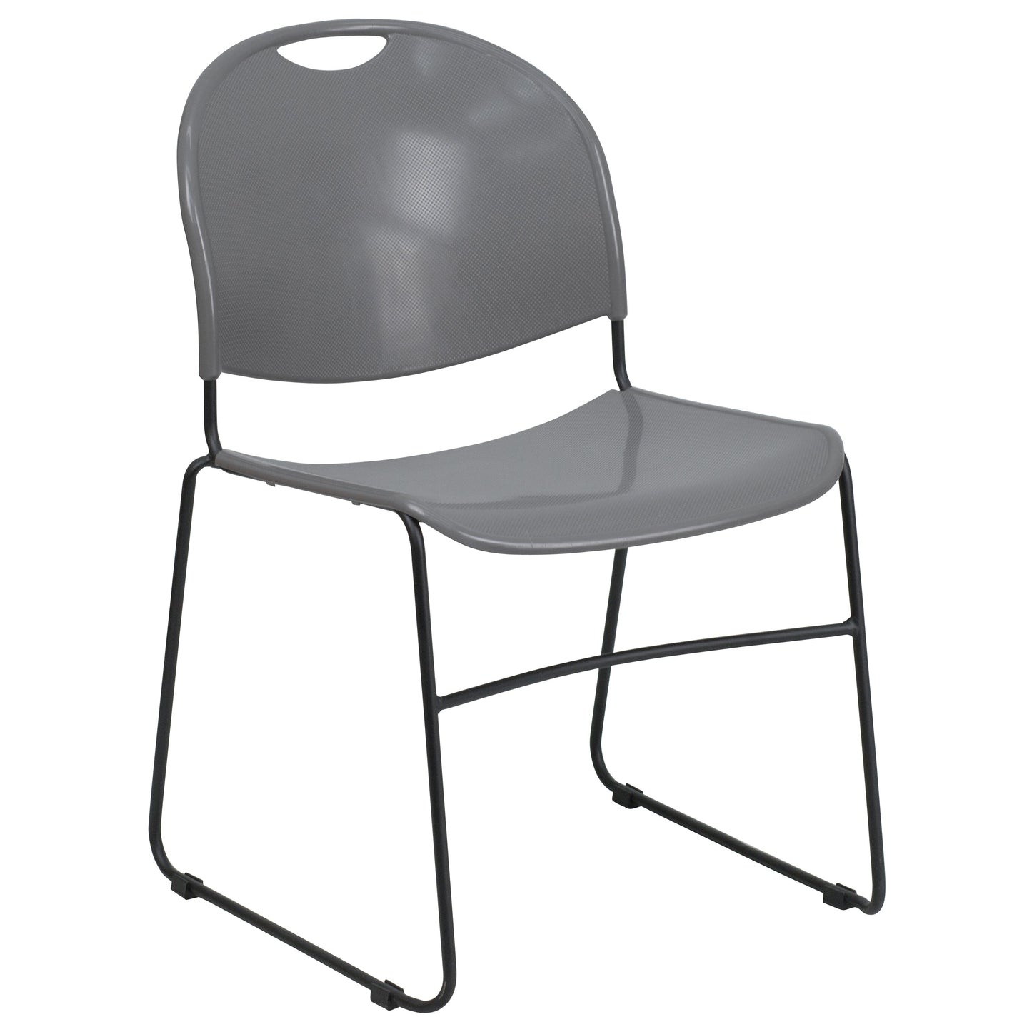 Gray Stack Chair-Black Frame RUT-188-GY-GG