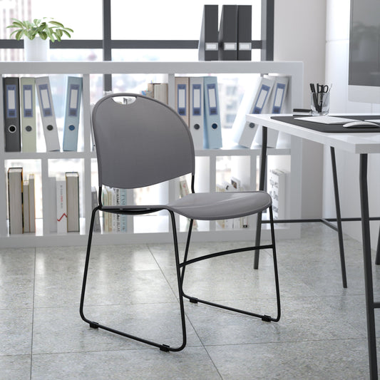 Gray Stack Chair-Black Frame RUT-188-GY-GG