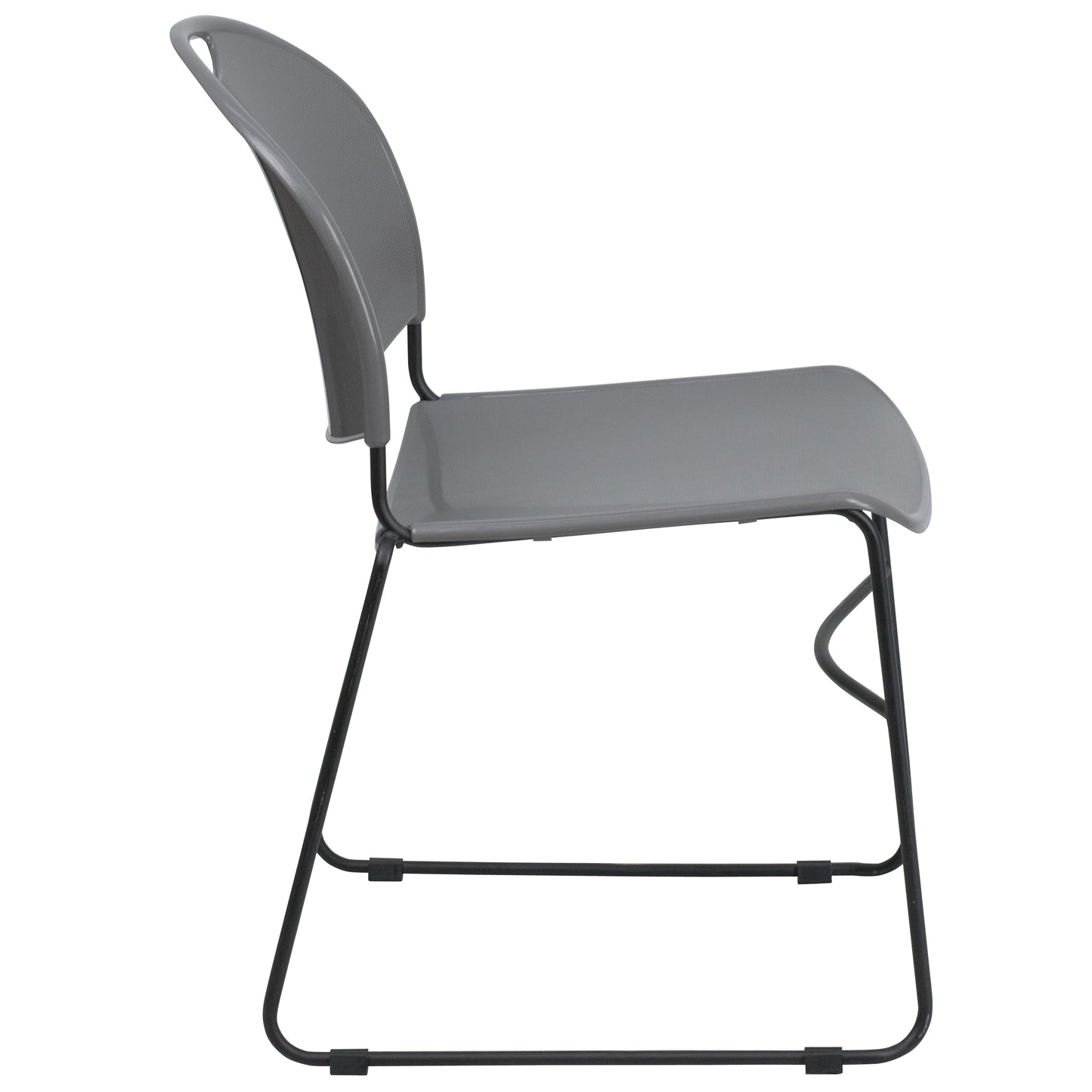 Gray Stack Chair-Black Frame RUT-188-GY-GG