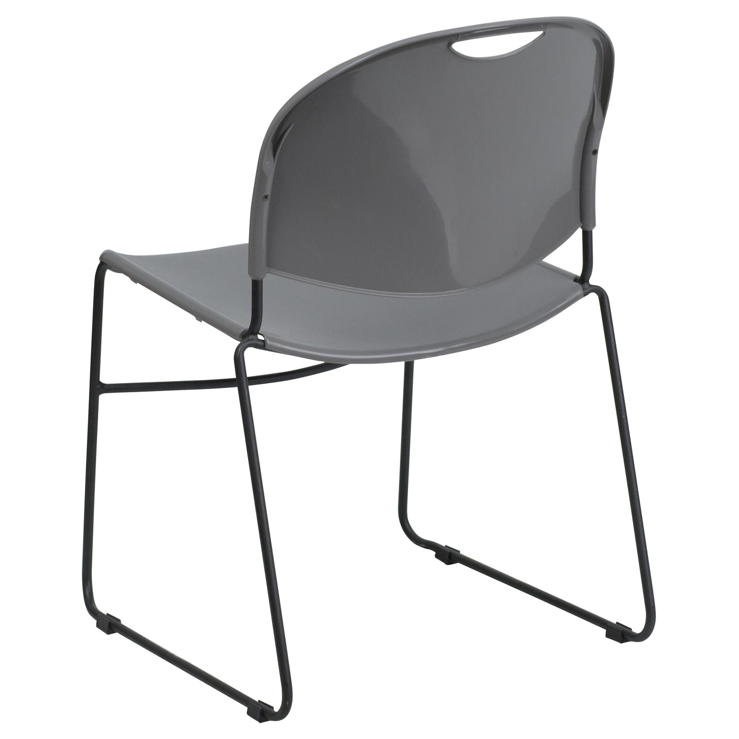 Gray Stack Chair-Black Frame RUT-188-GY-GG