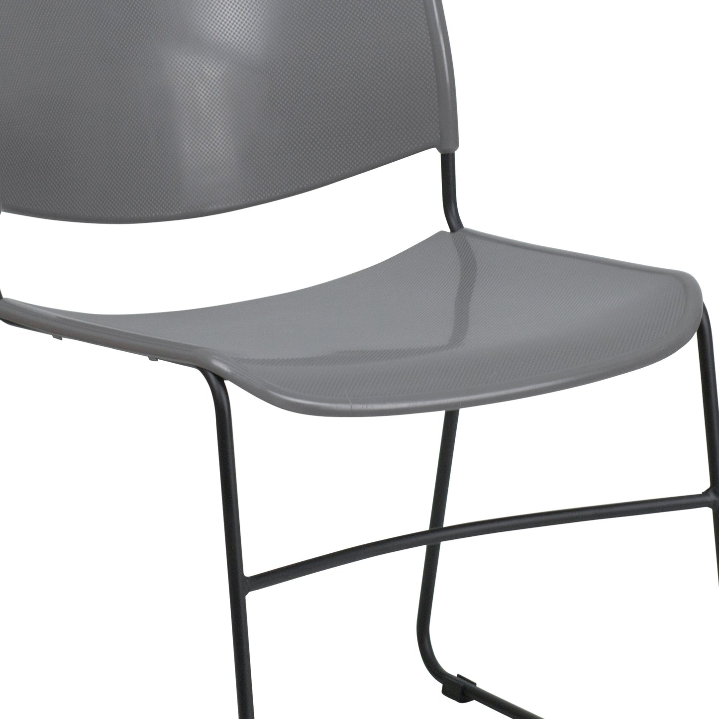 Gray Stack Chair-Black Frame RUT-188-GY-GG