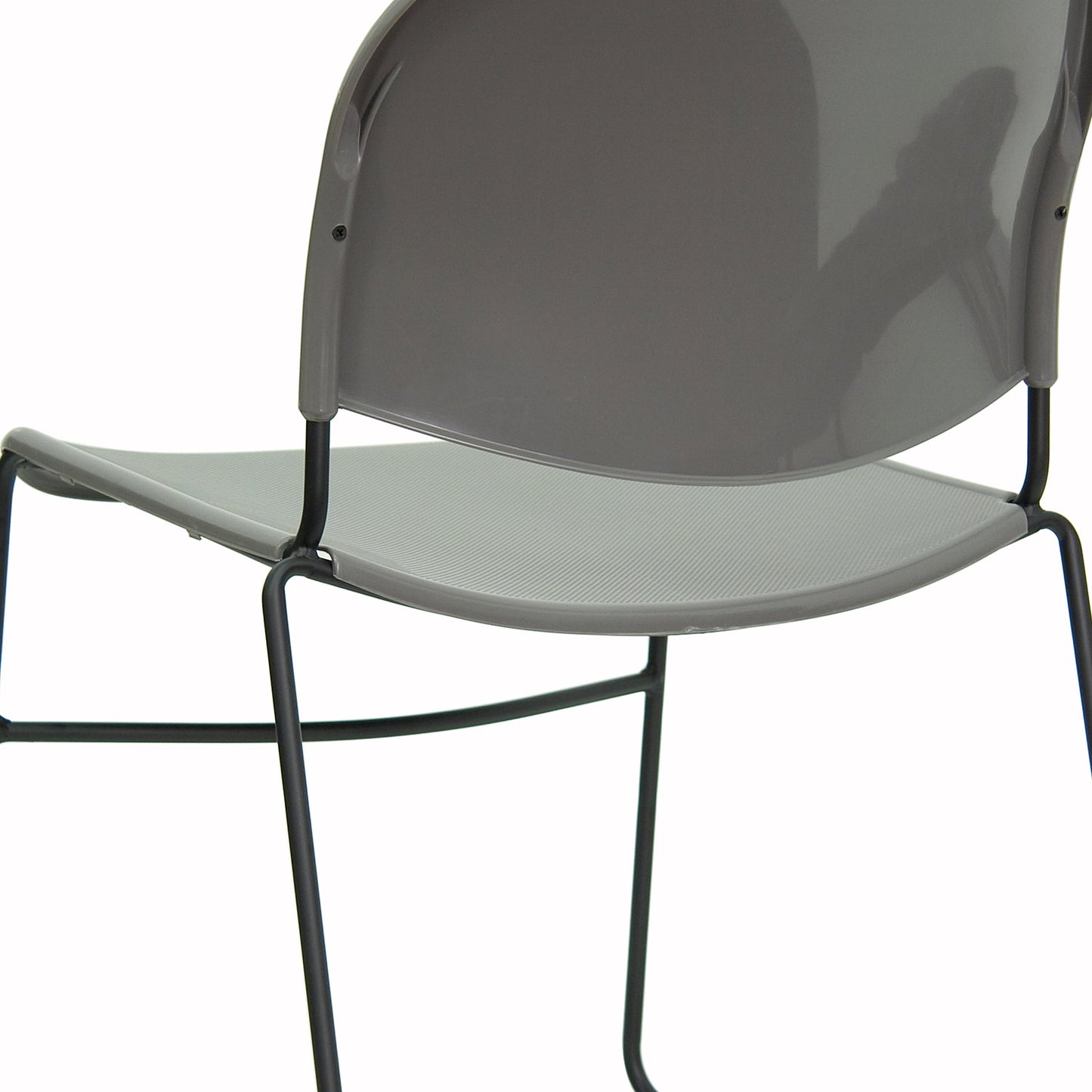 Gray Stack Chair-Black Frame RUT-188-GY-GG