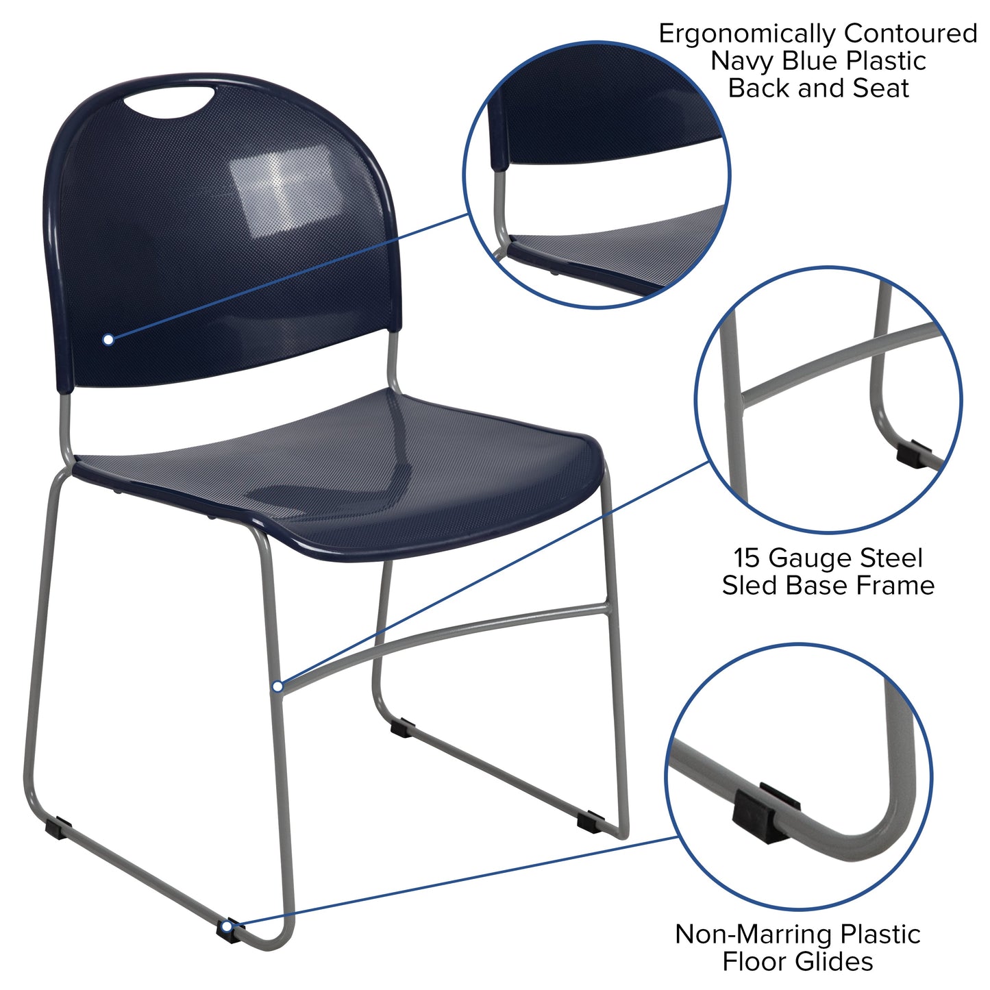 Navy Plastic Stack Chair RUT-188-NY-GG