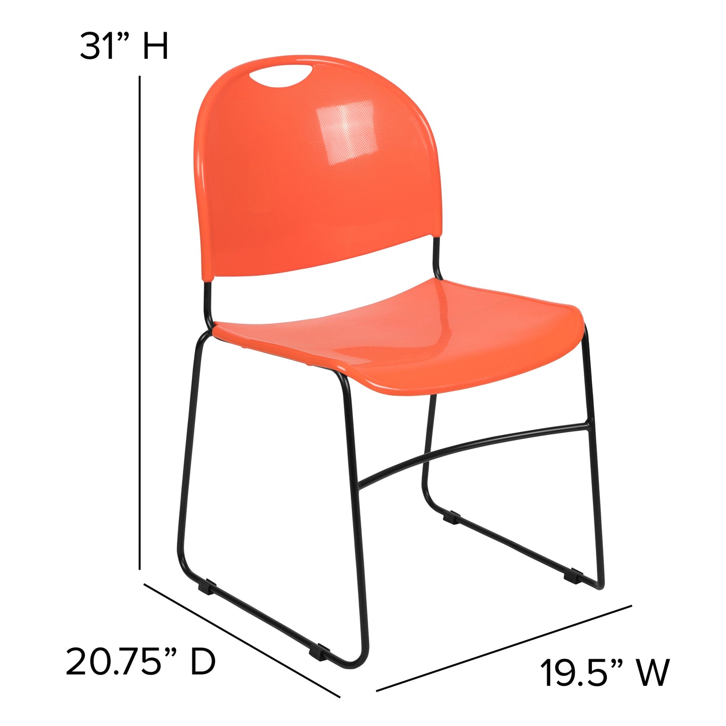 Orange Plastic Stack Chair RUT-188-OR-GG