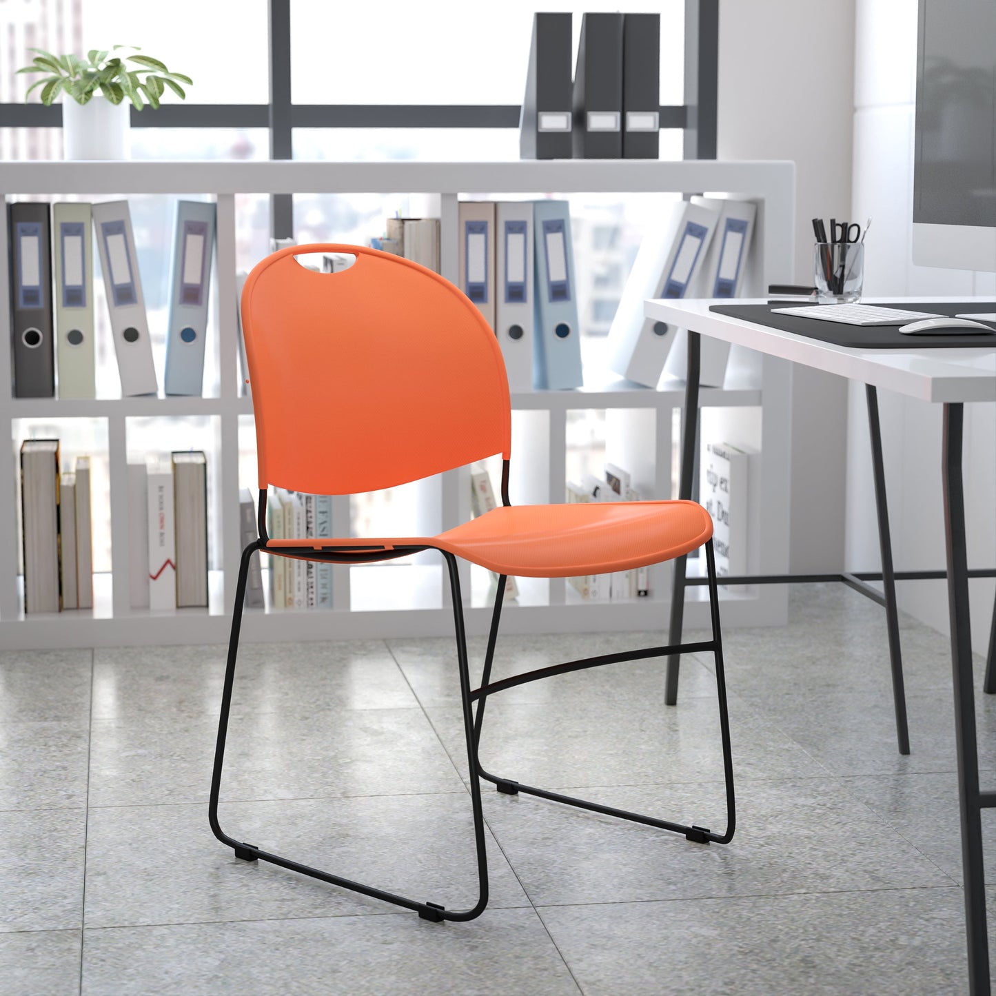 Orange Plastic Stack Chair RUT-188-OR-GG