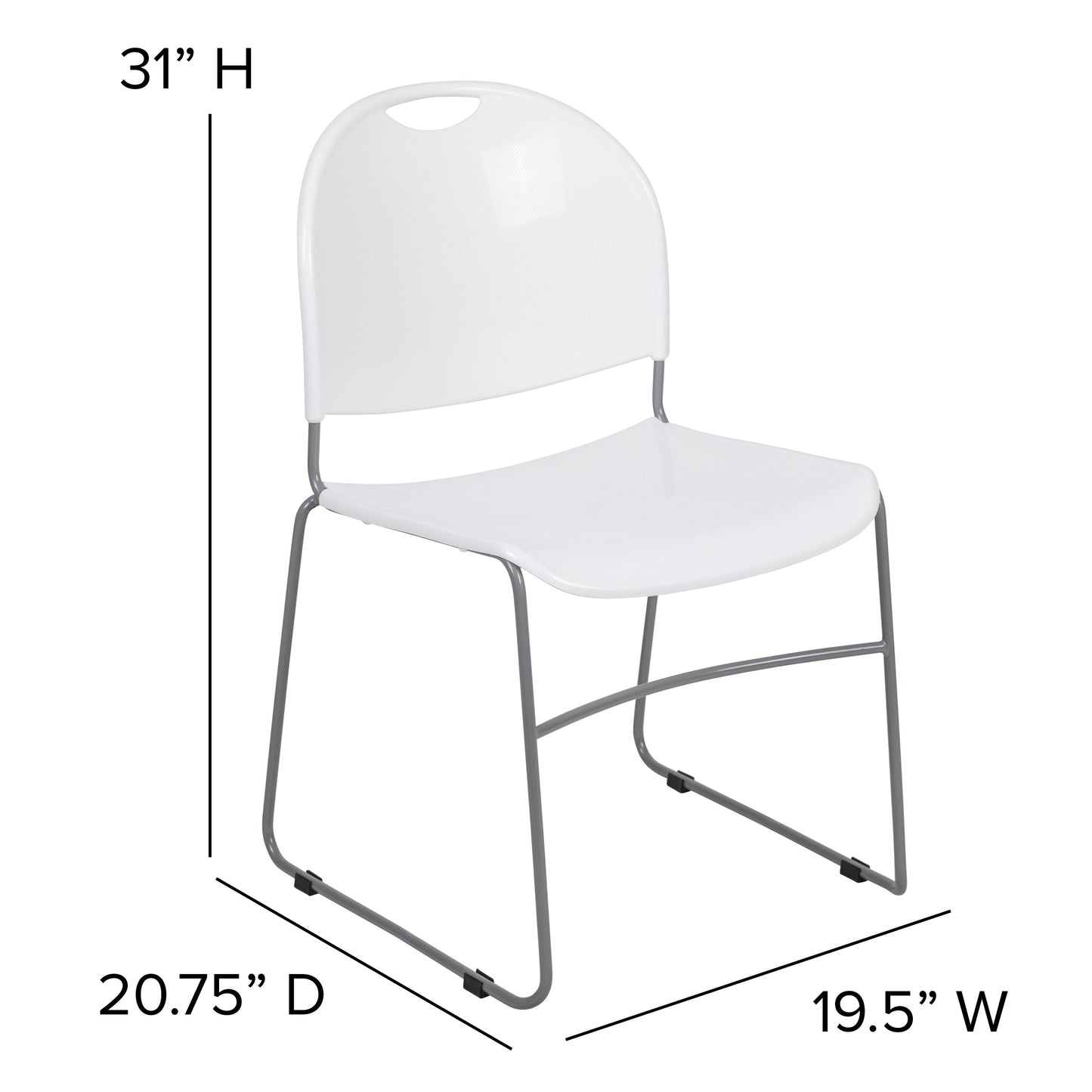 White Plastic Stack Chair RUT-188-WH-GG