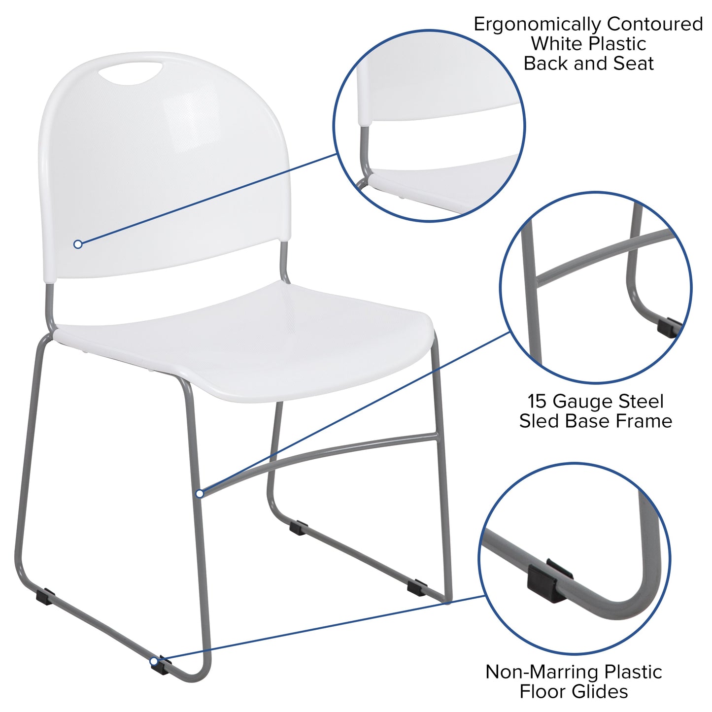 White Plastic Stack Chair RUT-188-WH-GG