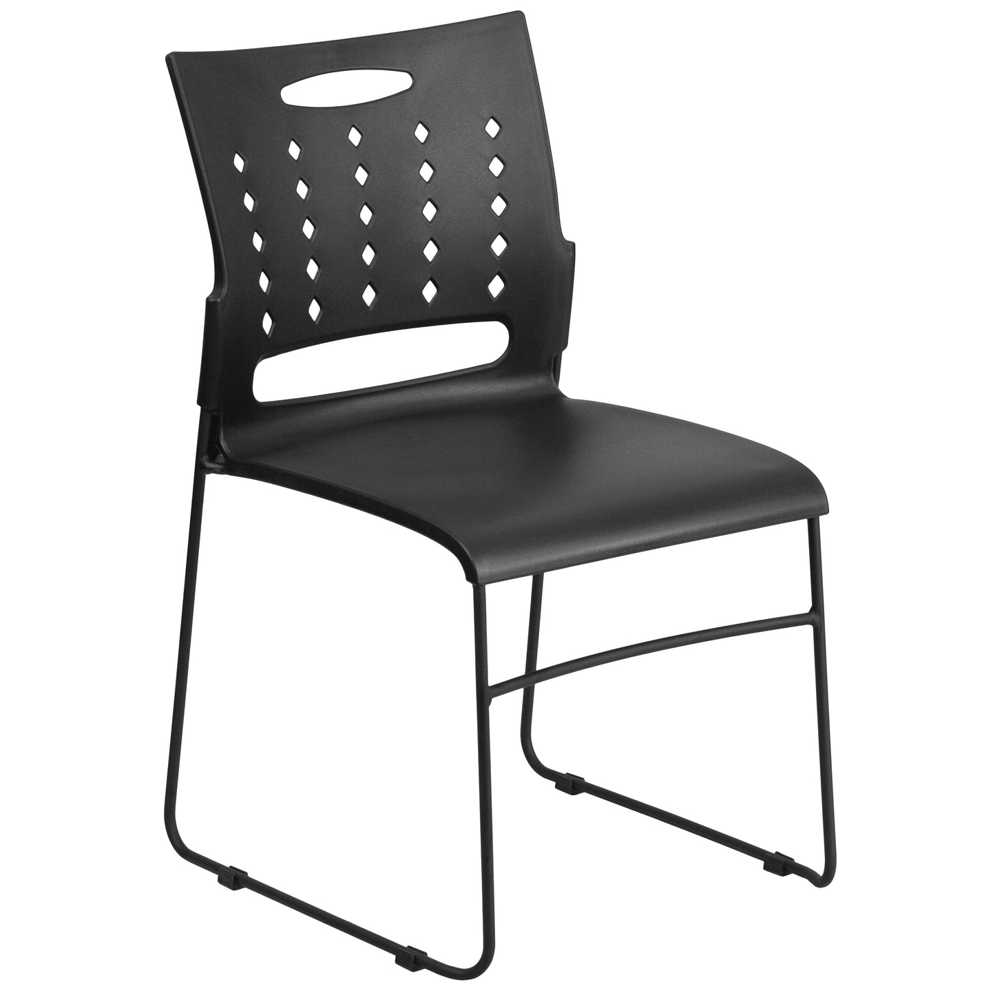 Black Plastic Stack Chair RUT-2-BK-GG