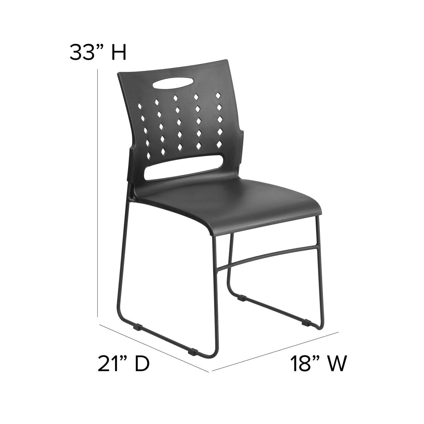 Black Plastic Stack Chair RUT-2-BK-GG