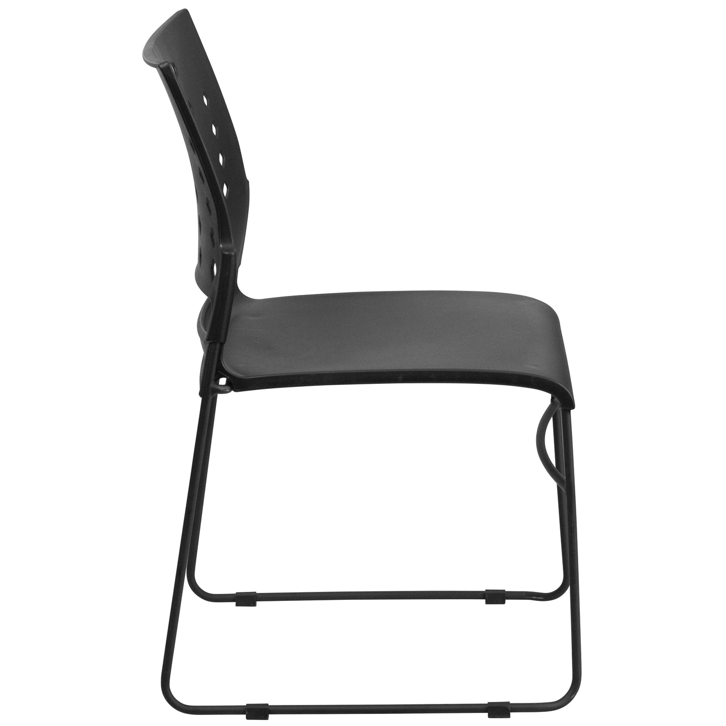 Black Plastic Stack Chair RUT-2-BK-GG