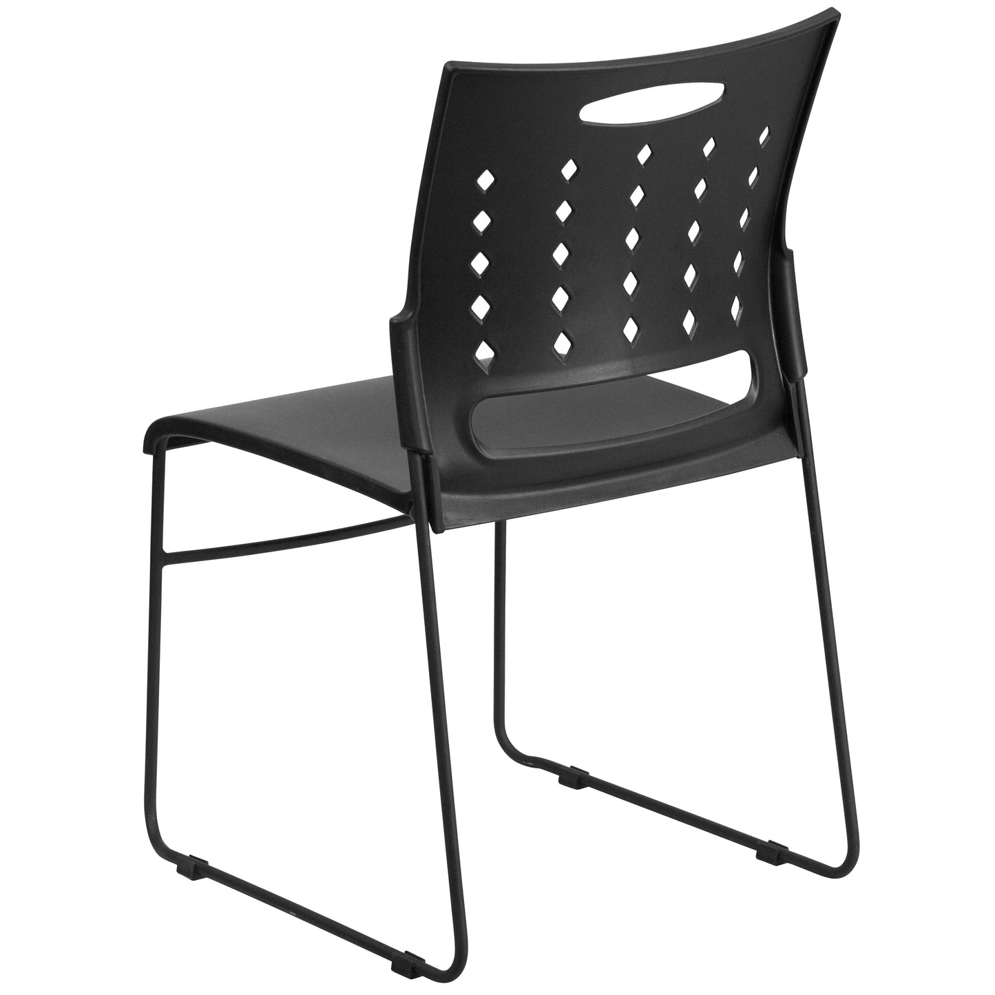 Black Plastic Stack Chair RUT-2-BK-GG