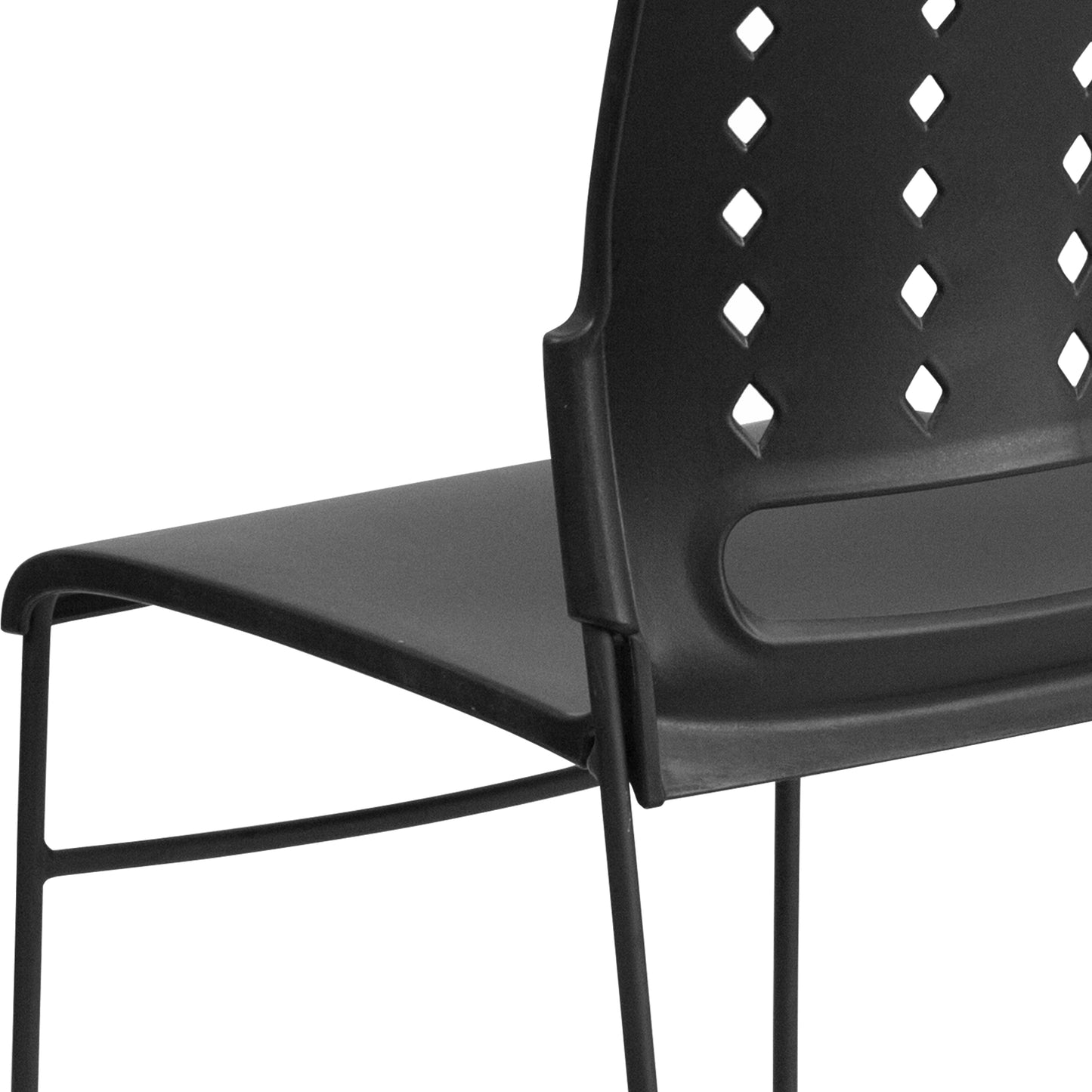 Black Plastic Stack Chair RUT-2-BK-GG