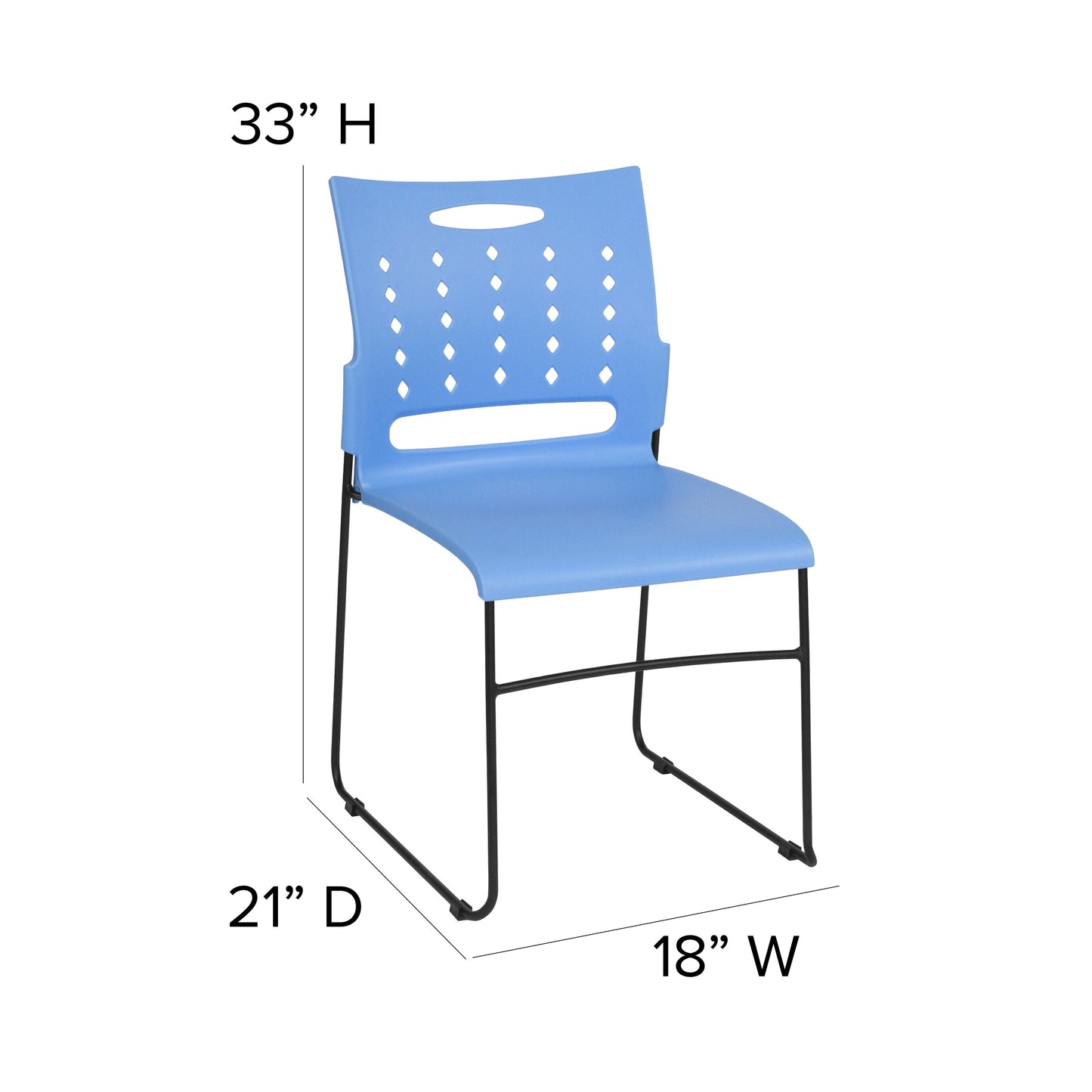 Blue Plastic Stack Chair RUT-2-BL-GG