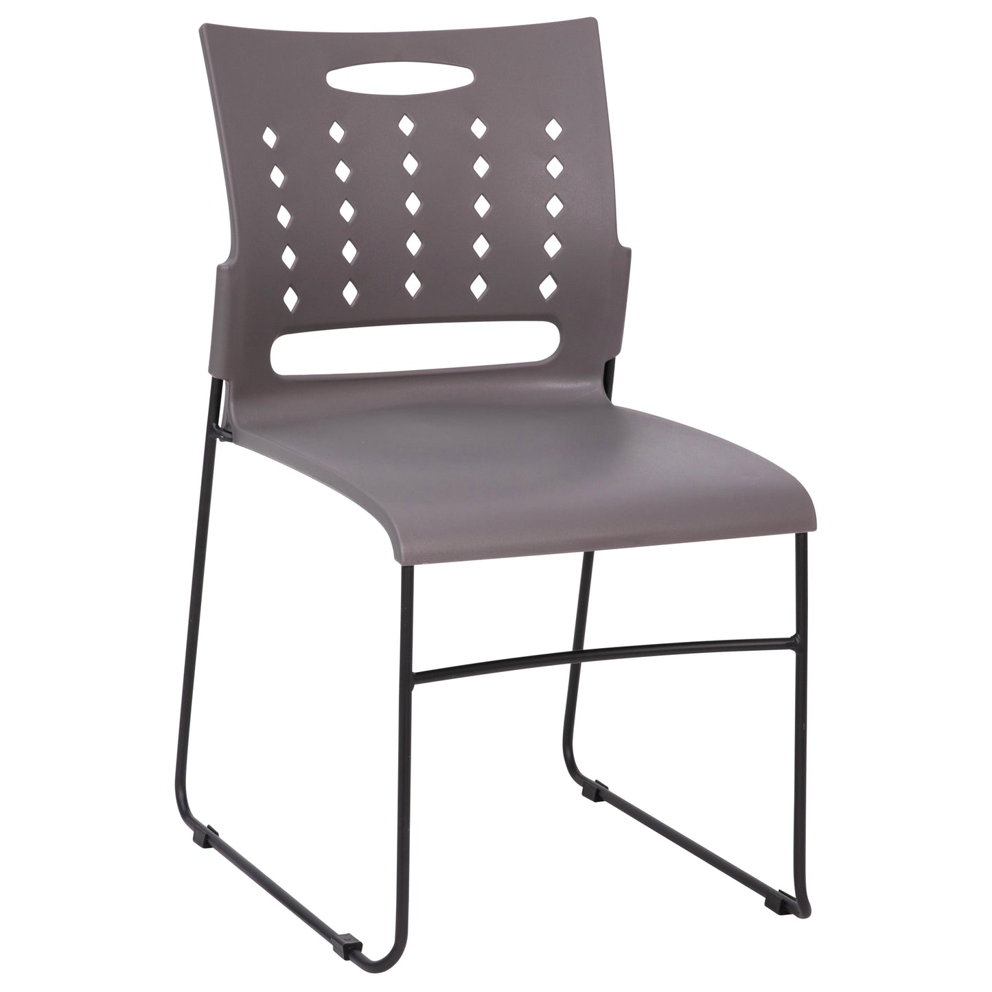 Gray Plastic Stack Chair RUT-2-GY-BK-GG