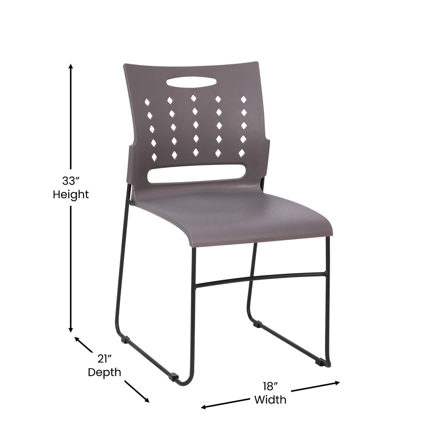 Gray Plastic Stack Chair RUT-2-GY-BK-GG