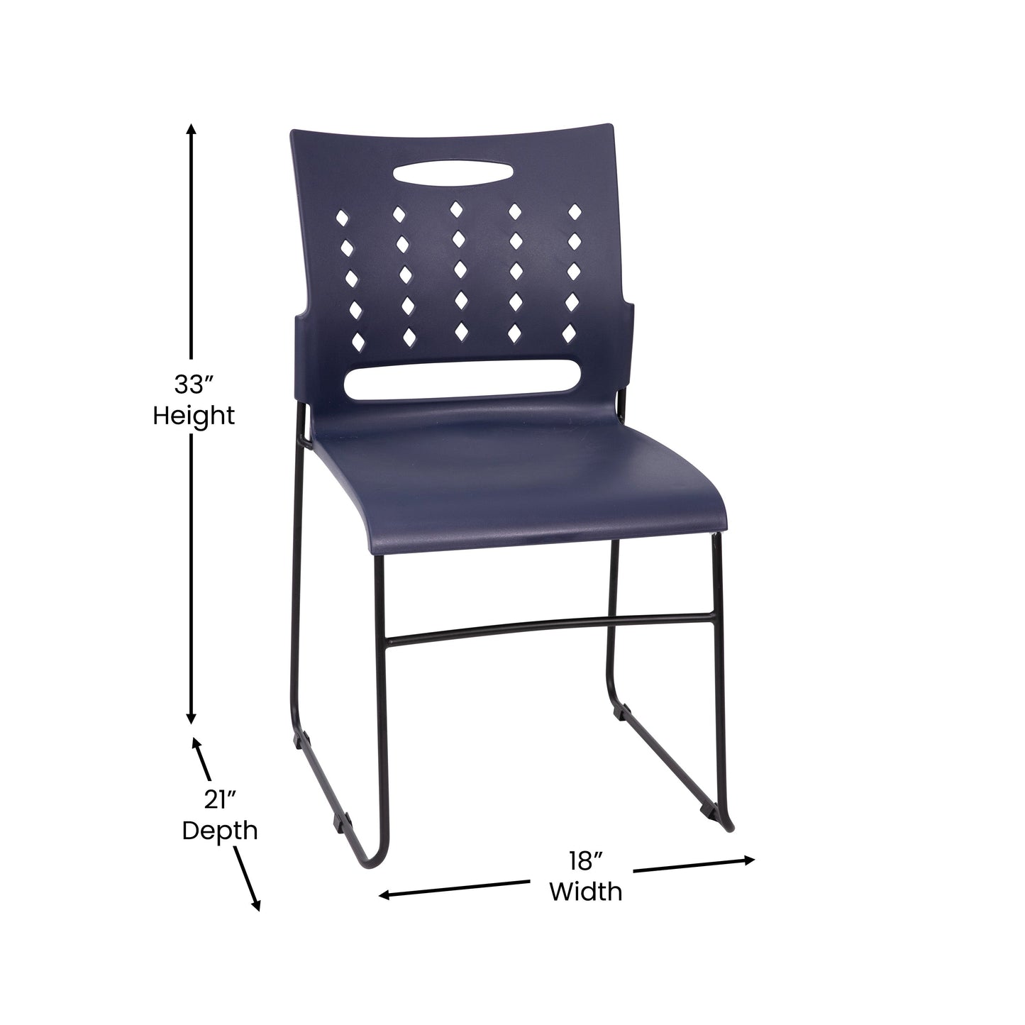 Navy Plastic Stack Chair RUT-2-NVY-BK-GG