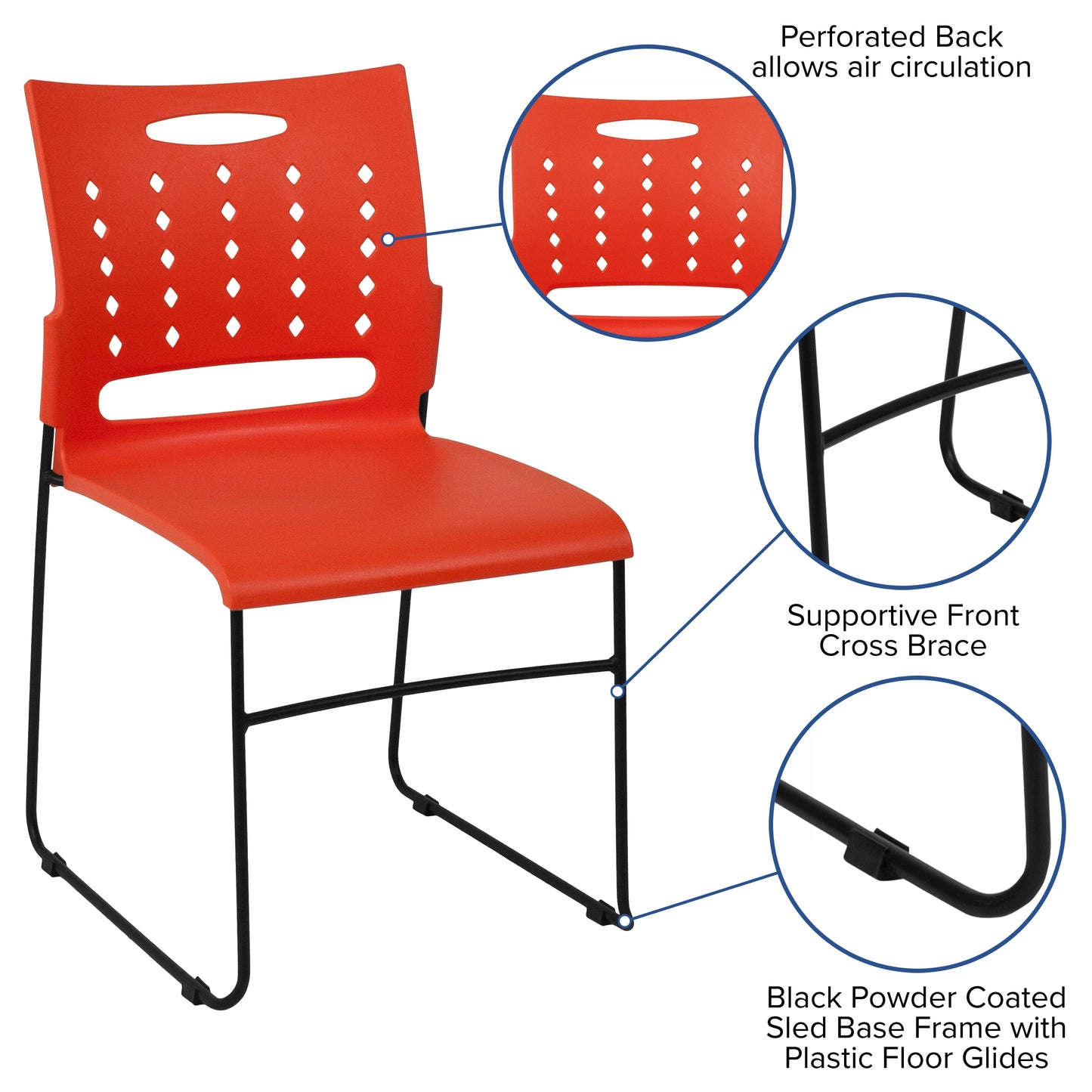 Orange Plastic Stack Chair RUT-2-OR-GG