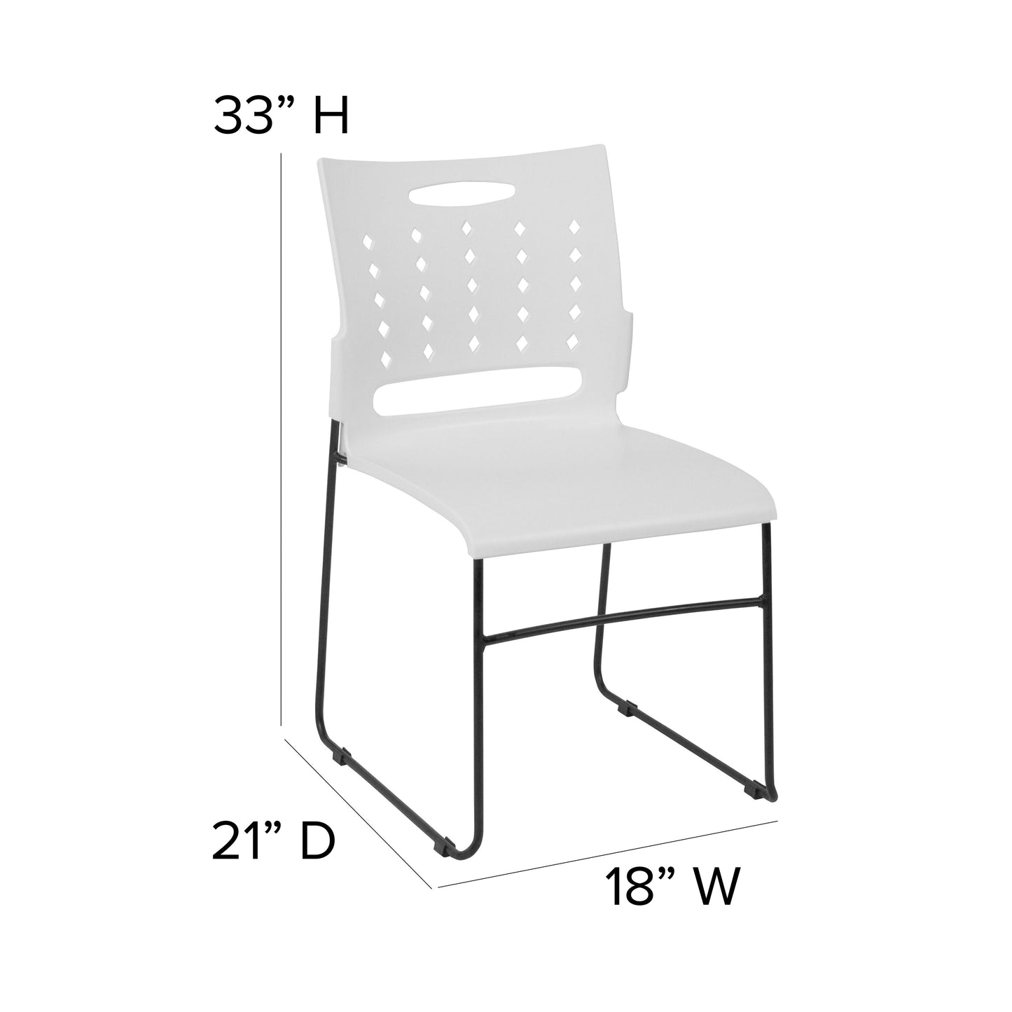 White Plastic Stack Chair RUT-2-WH-GG