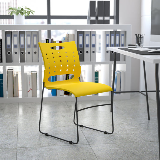 Yellow Plastic Stack Chair RUT-2-YL-GG